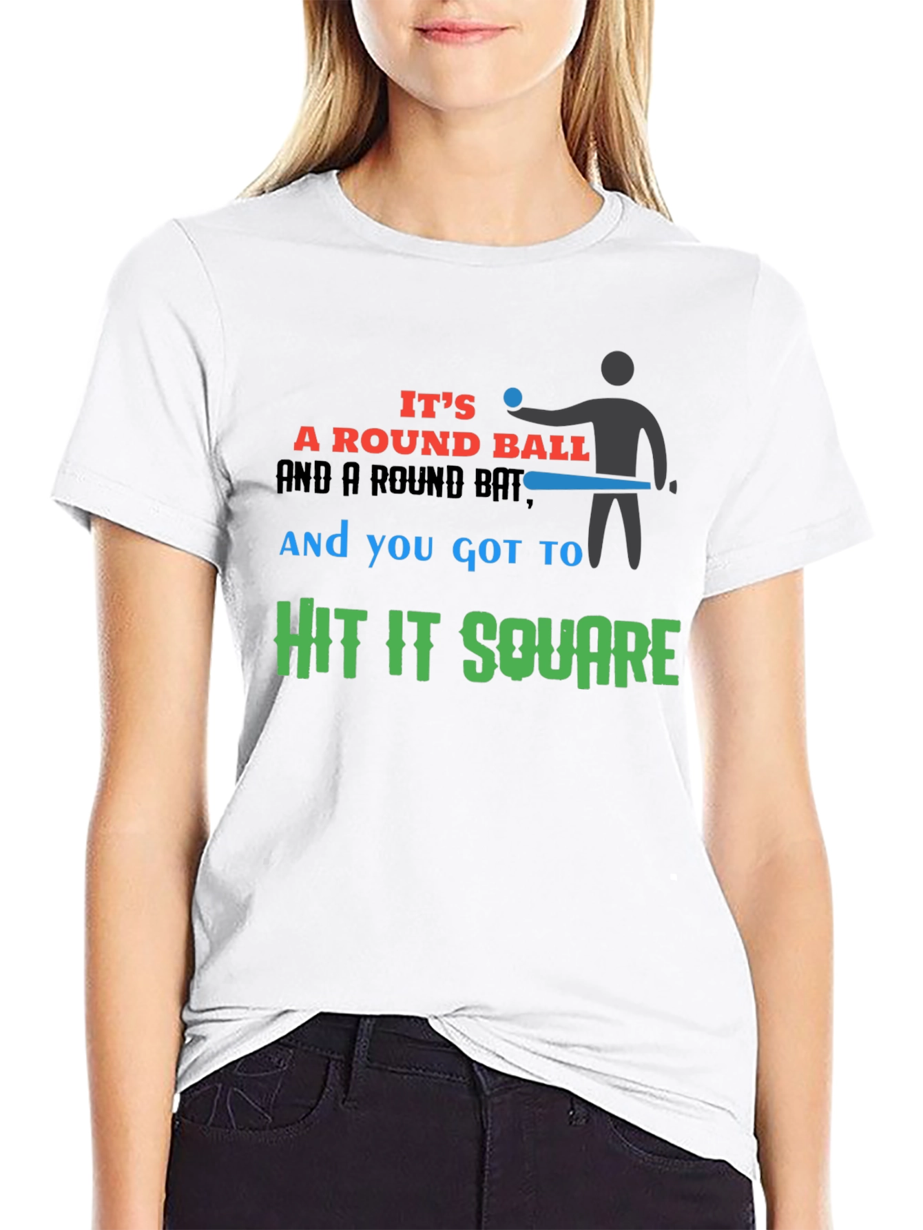 Round Ball Hit Square Graphic T-Shirt