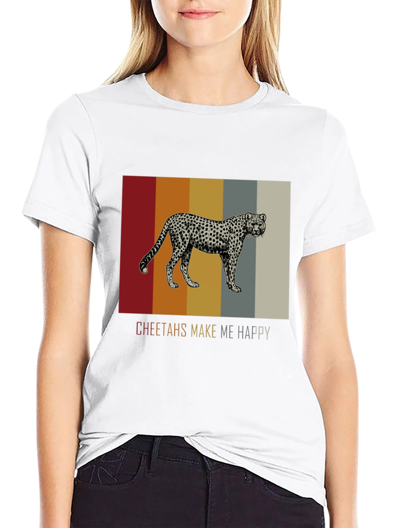 Cheetahs Make Me Happy Black Graphic Tee