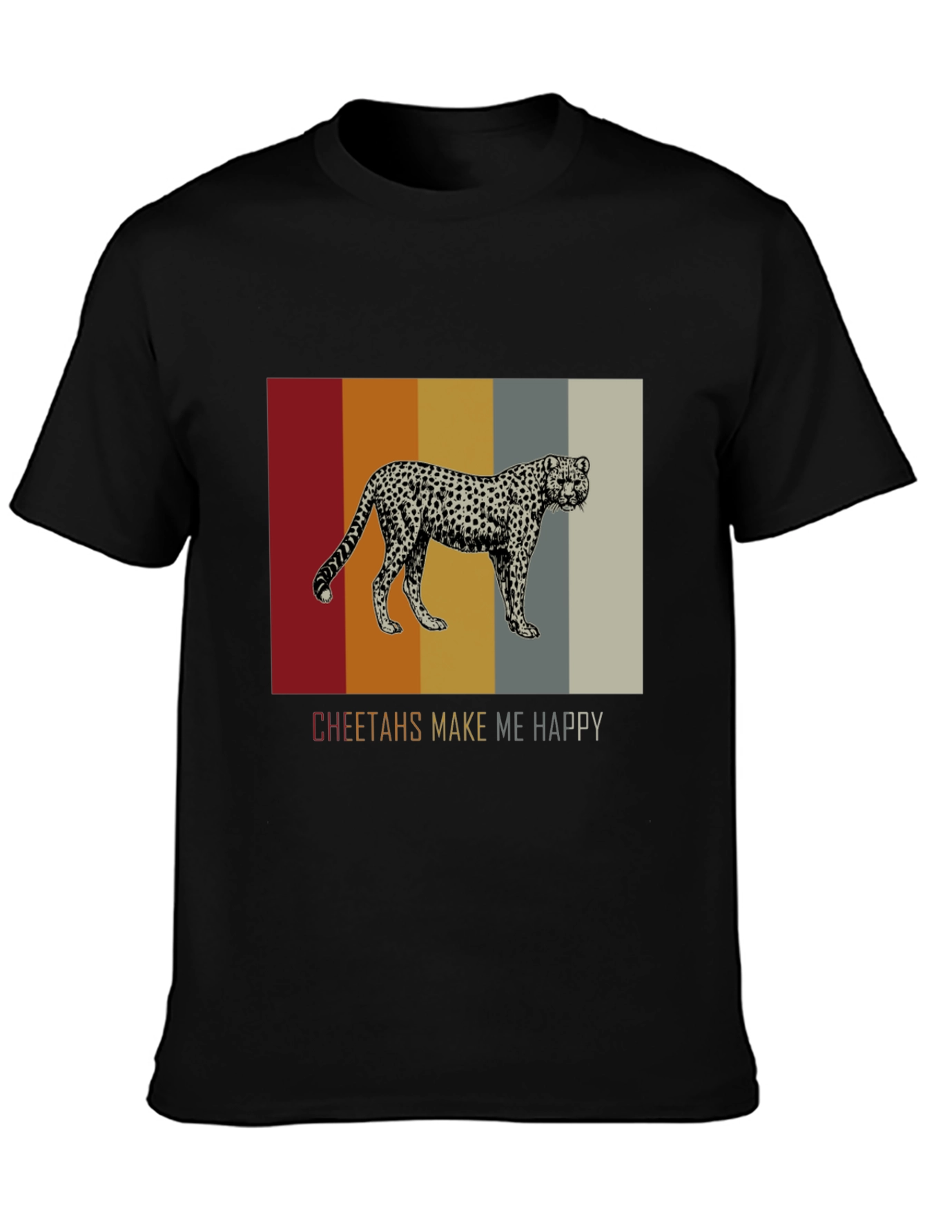 Cheetahs Make Me Happy Black Graphic Tee