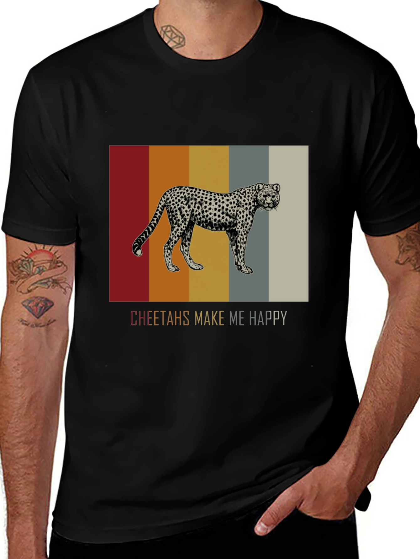 Cheetahs Make Me Happy Black Graphic Tee