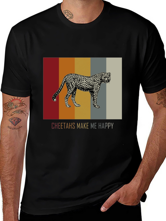 Cheetahs Make Me Happy Black Graphic Tee