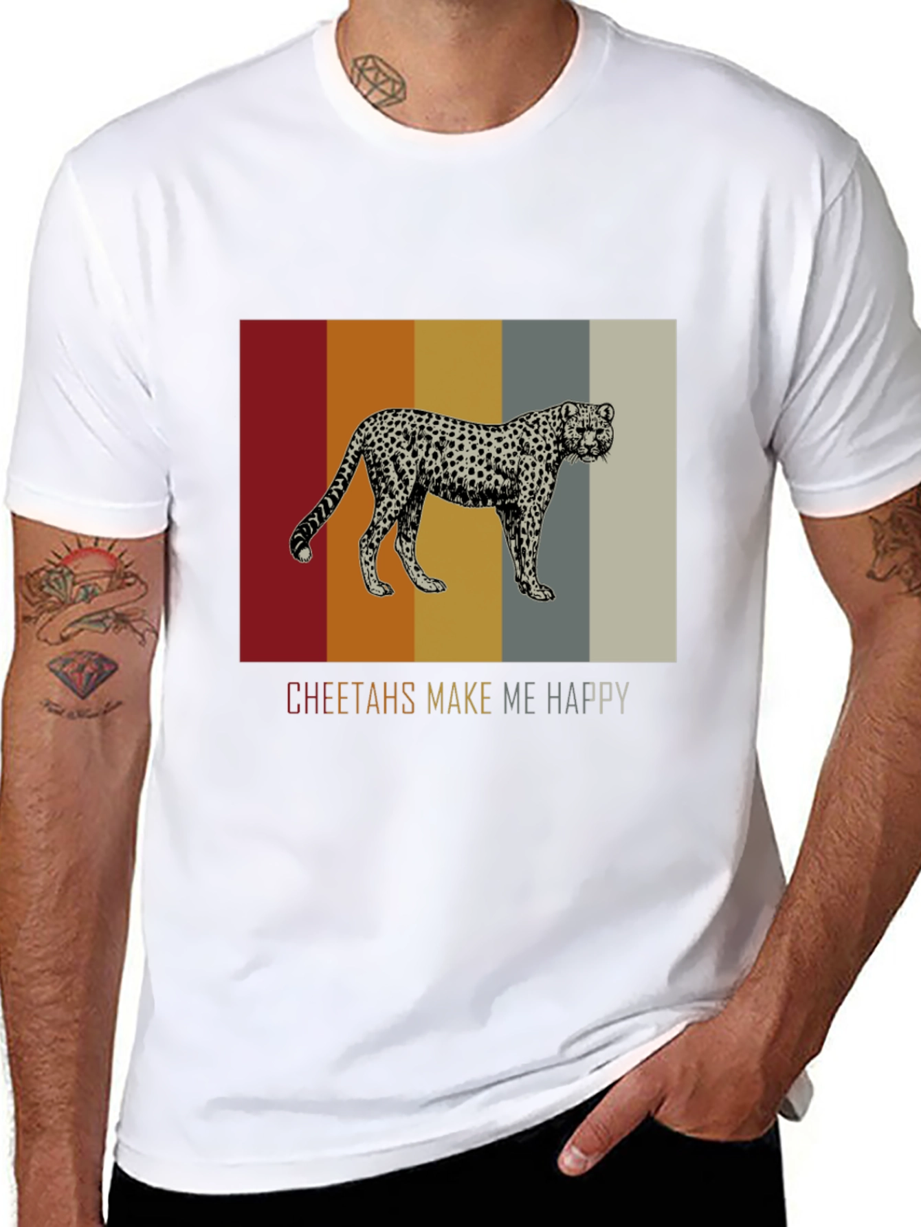 Cheetahs Make Me Happy Black Graphic Tee