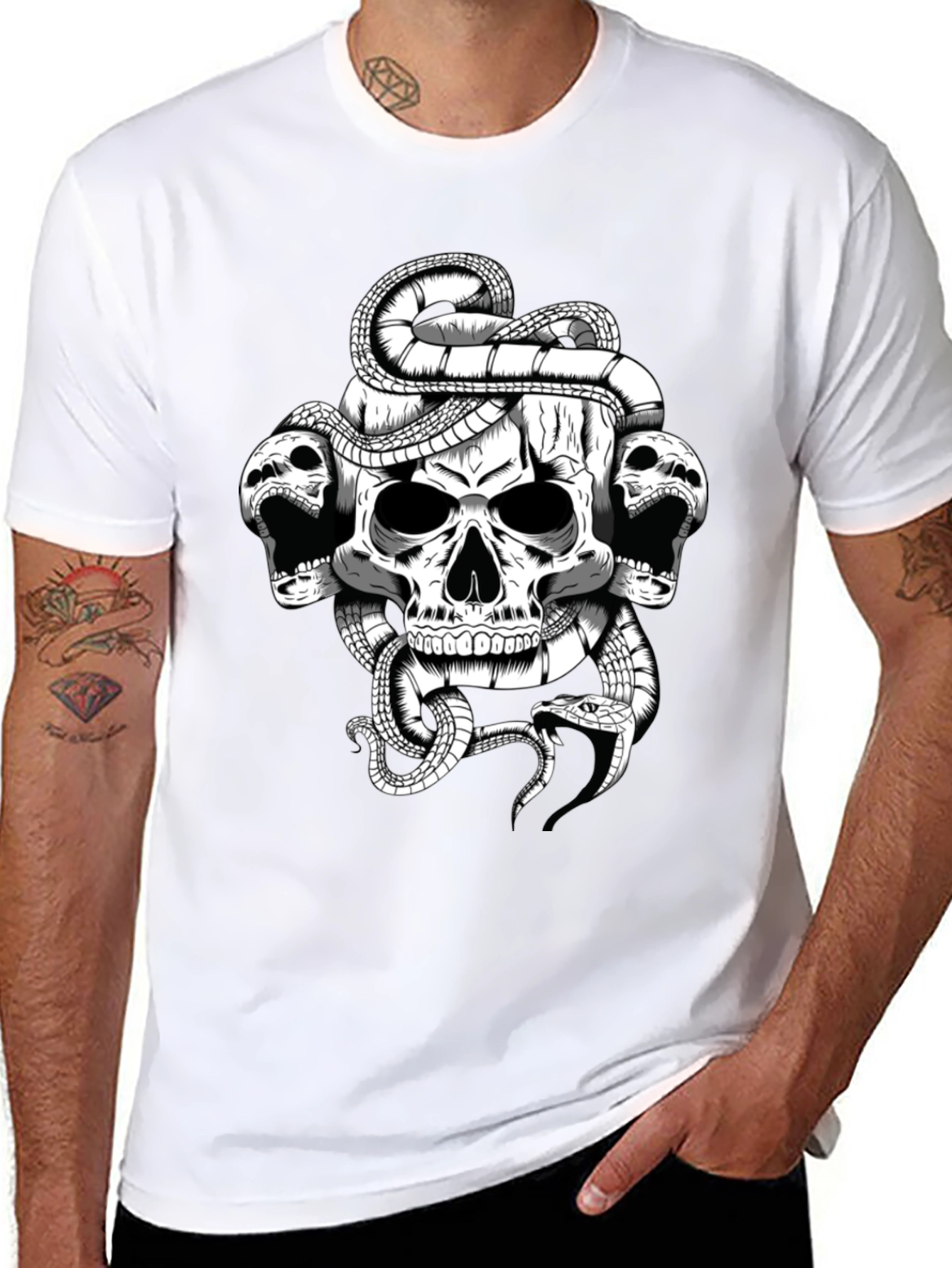 Skull & Snake Graphic T-Shirt