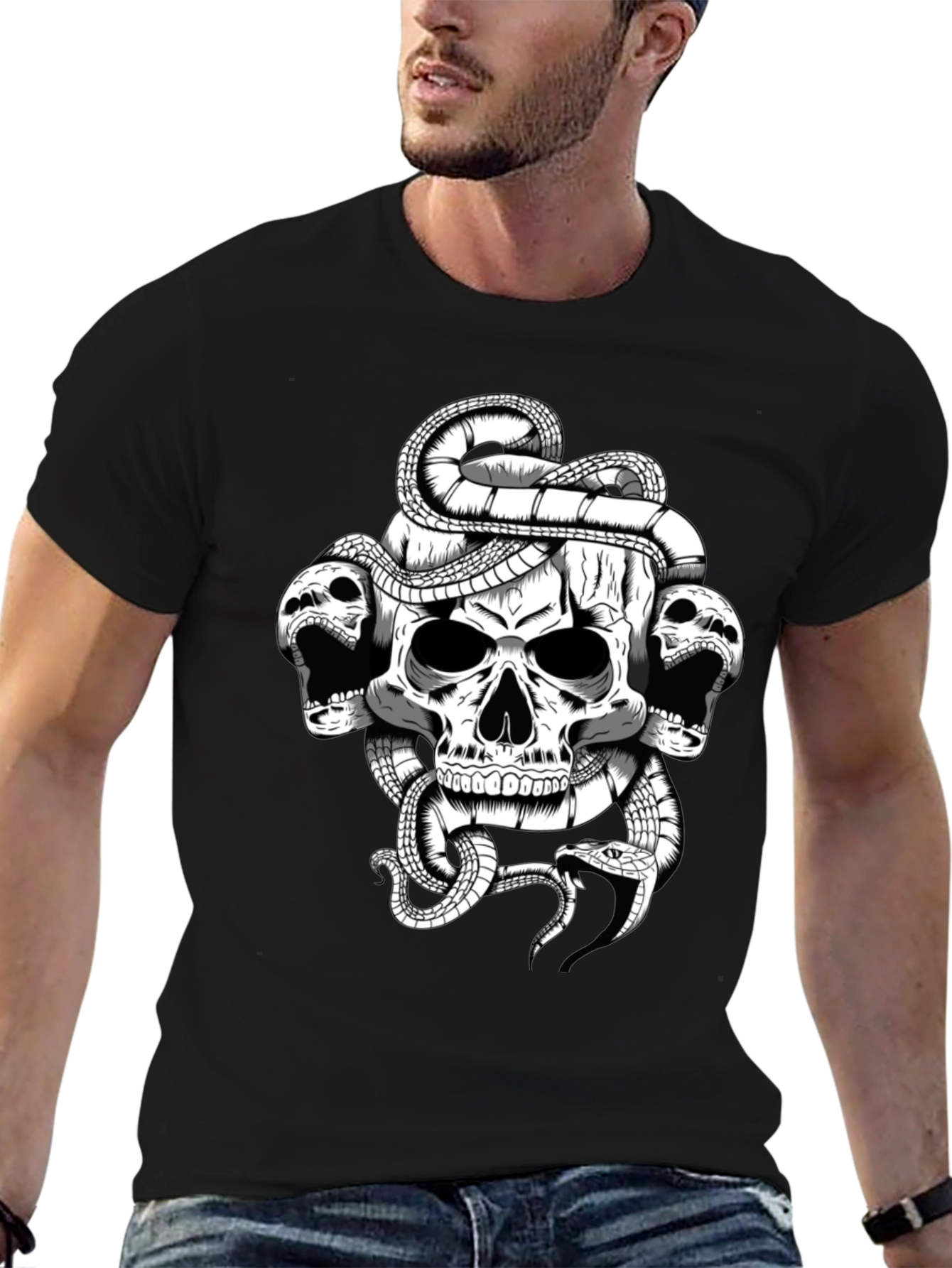 Skull & Snake Graphic T-Shirt