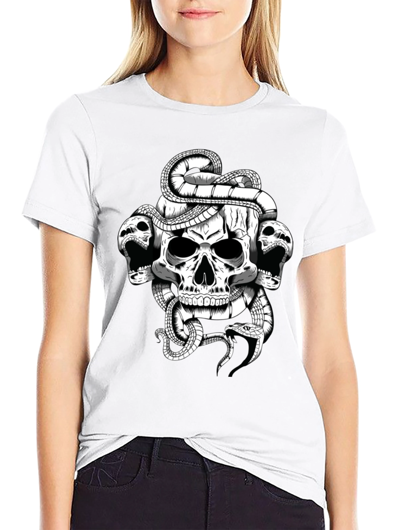 Skull & Snake Graphic T-Shirt