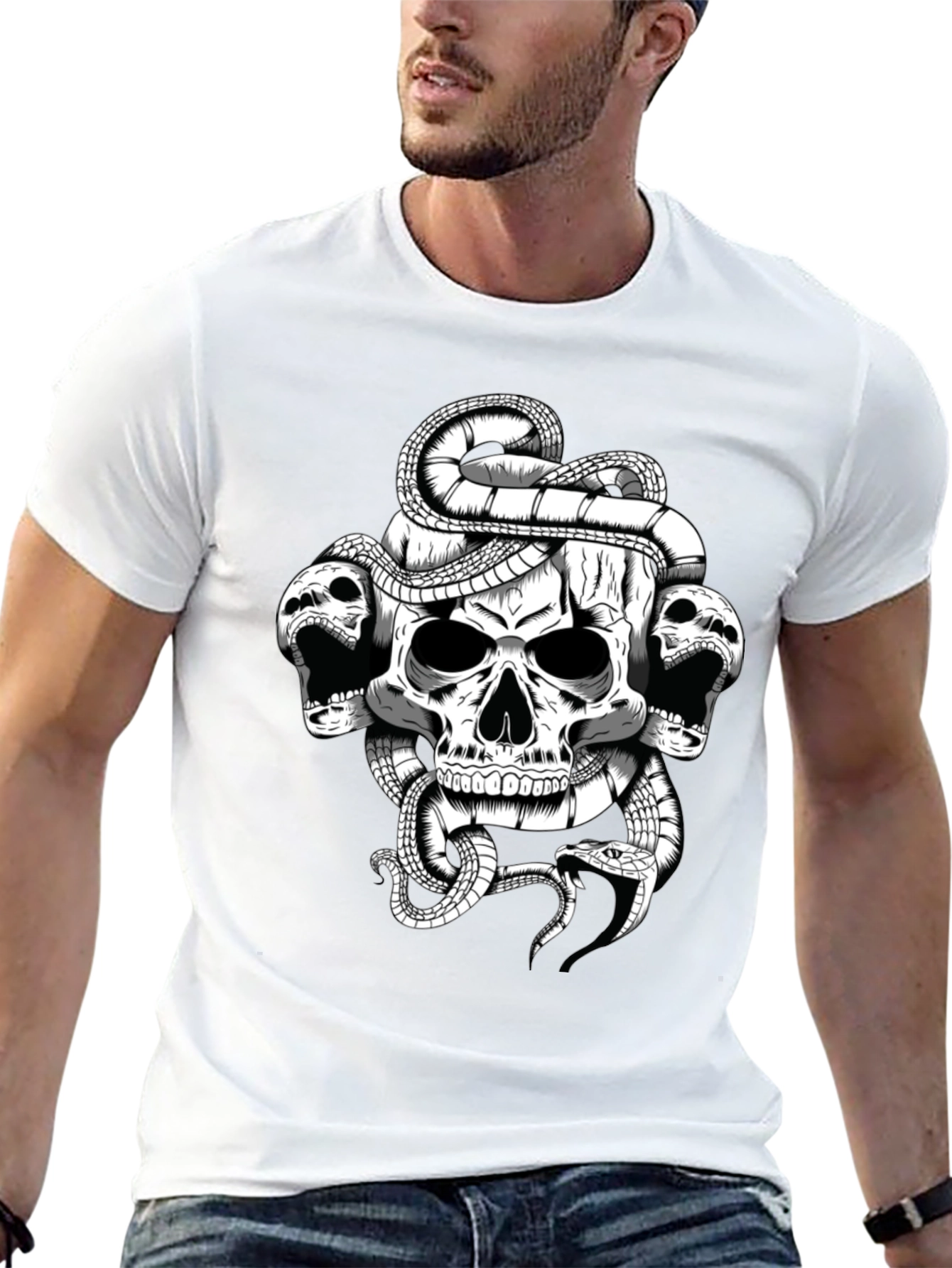 Skull & Snake Graphic T-Shirt