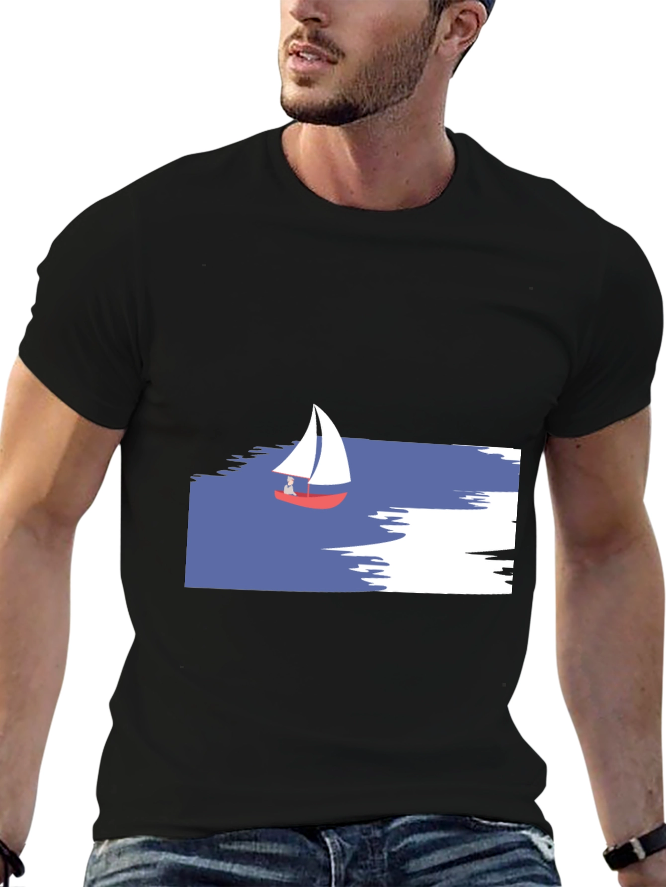 Sailboat Graphic T-Shirt - Black