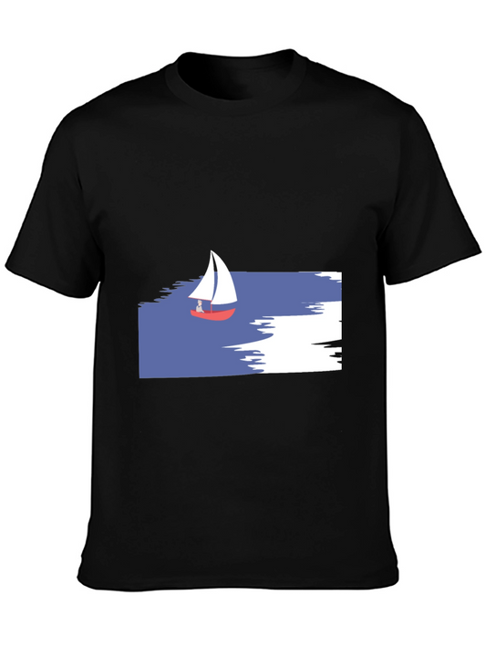 Sailboat Graphic T-Shirt - Black