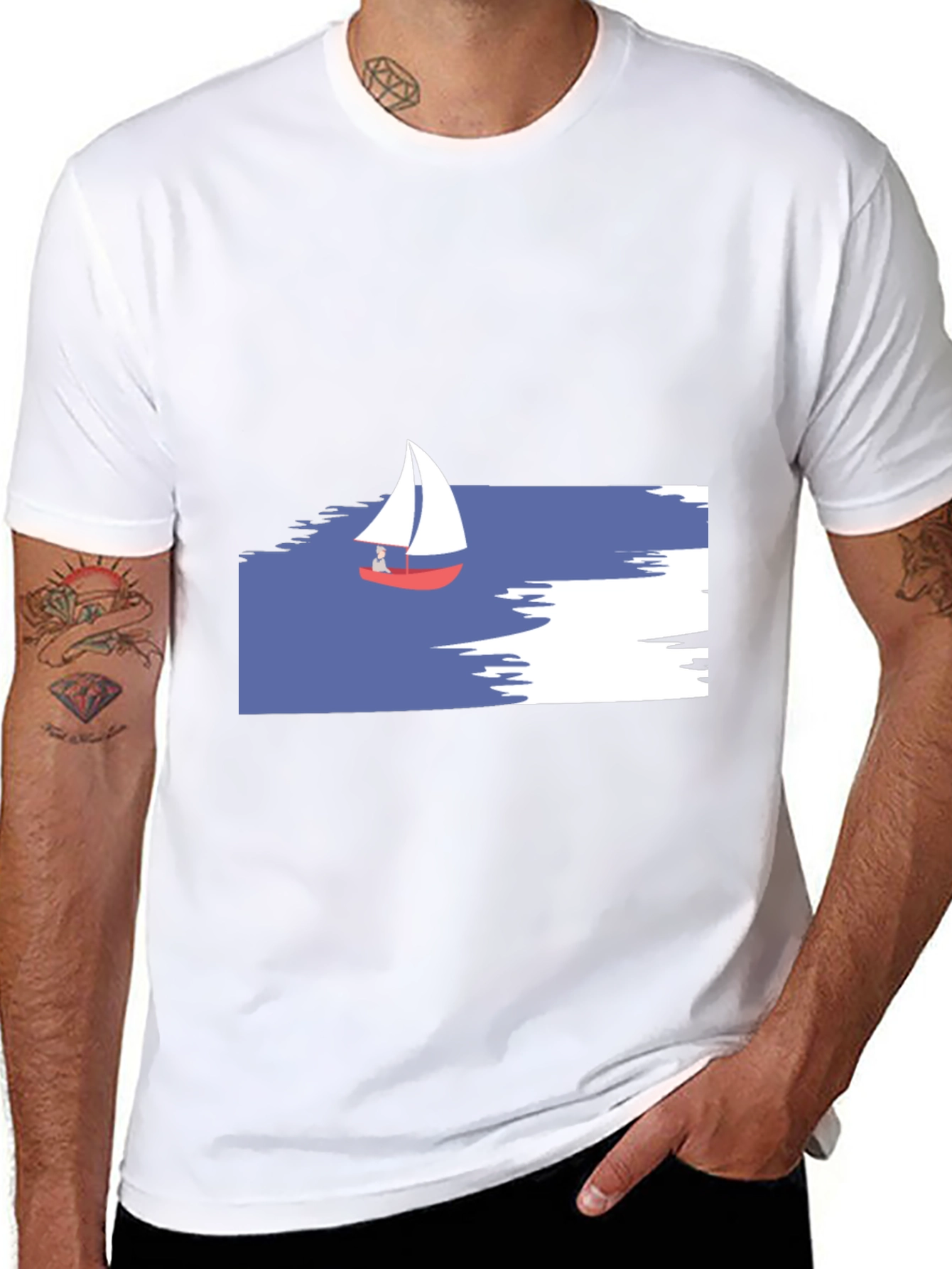 Sailboat Graphic T-Shirt - Black