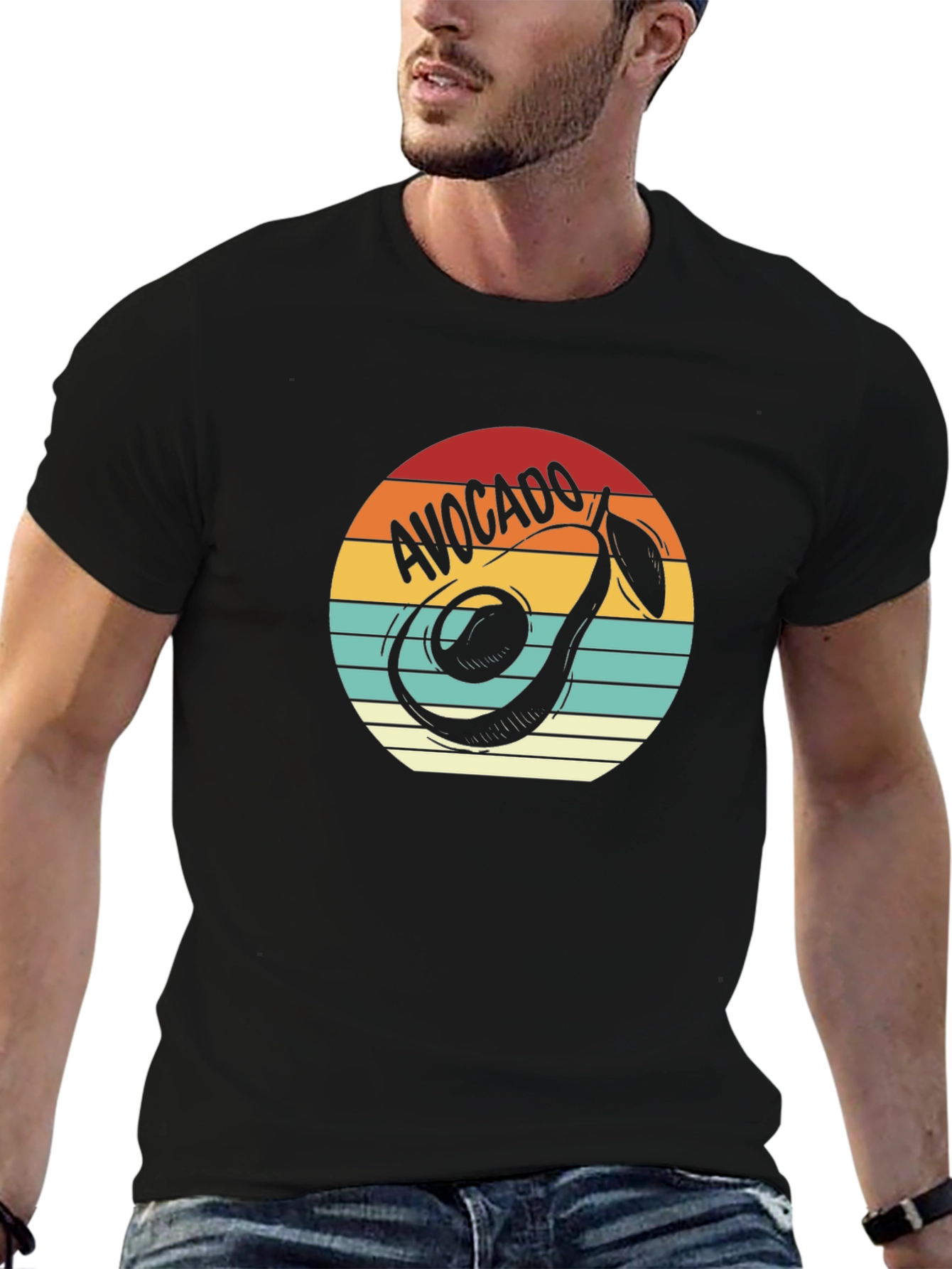 Avocado Retro Graphic Tee - Unisex Black T-Shirt