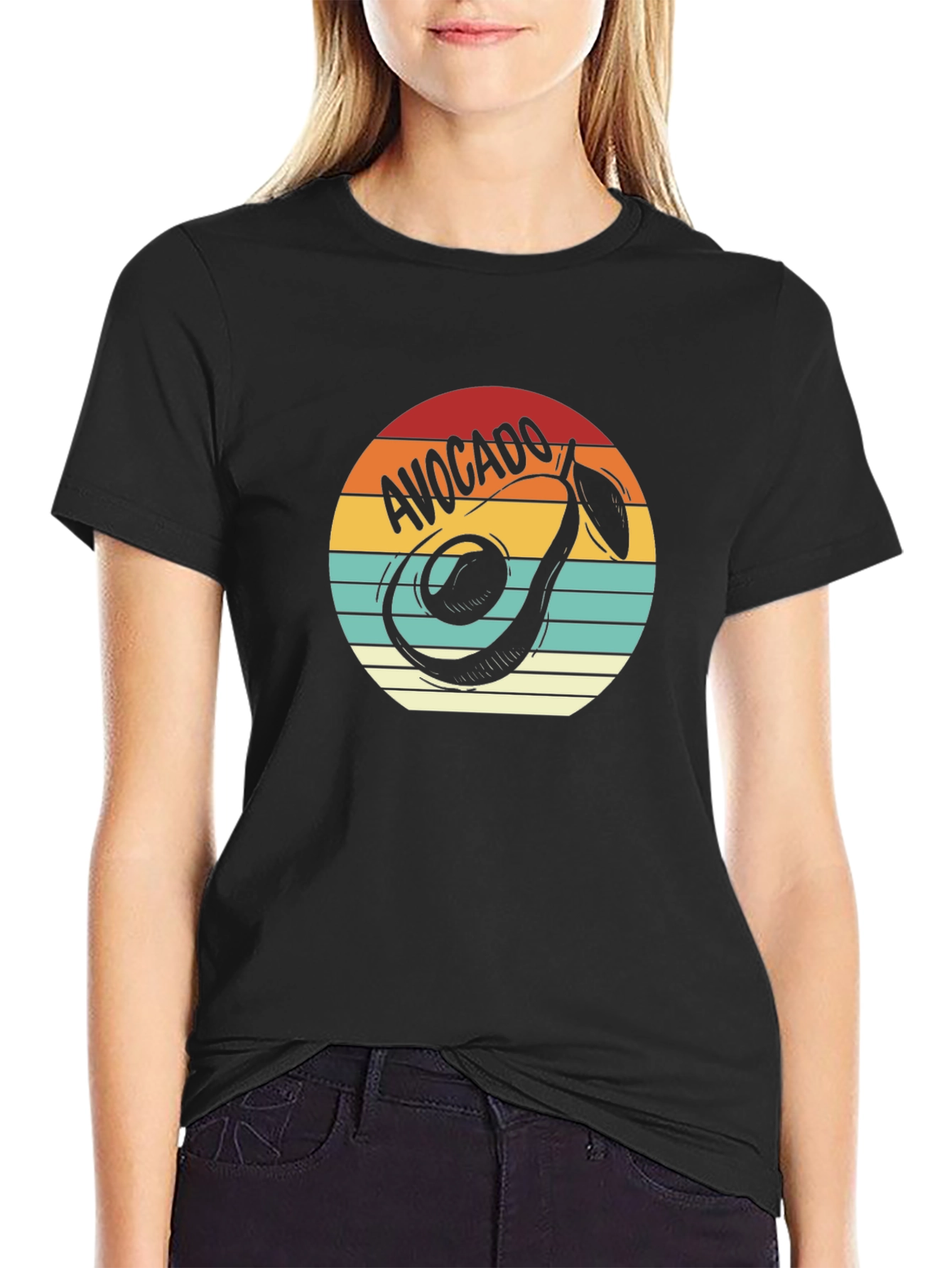 Avocado Retro Graphic Tee - Unisex Black T-Shirt