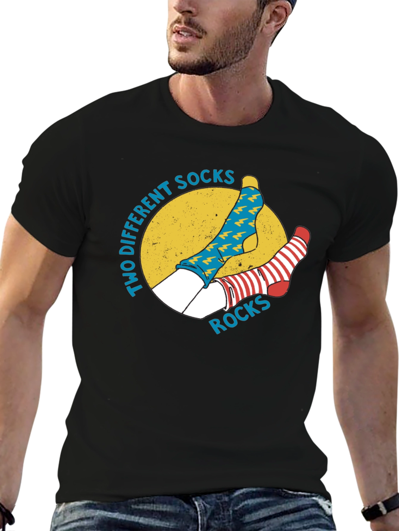 Two Different Socks Rocks Graphic T-Shirt