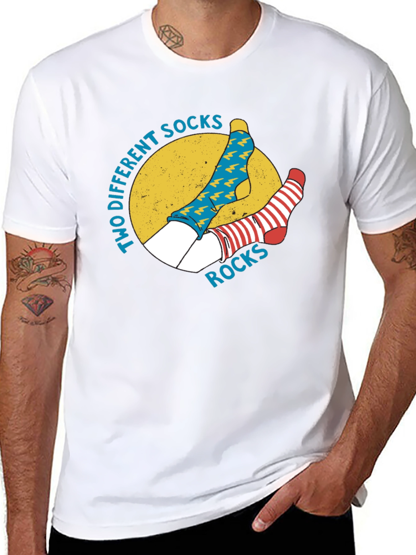 Two Different Socks Rocks Graphic T-Shirt