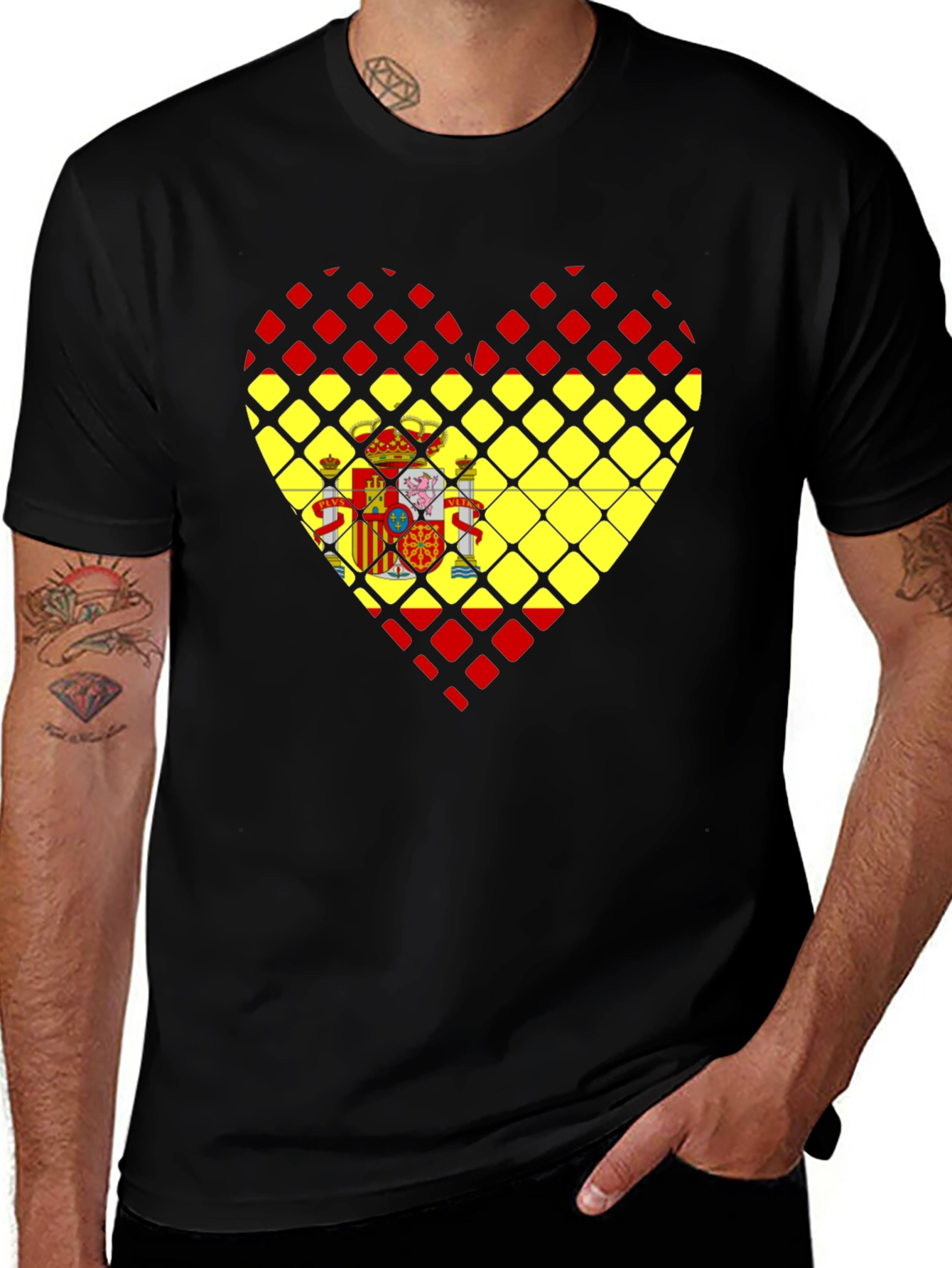 Spanish Flag Heart Graphic T-Shirt
