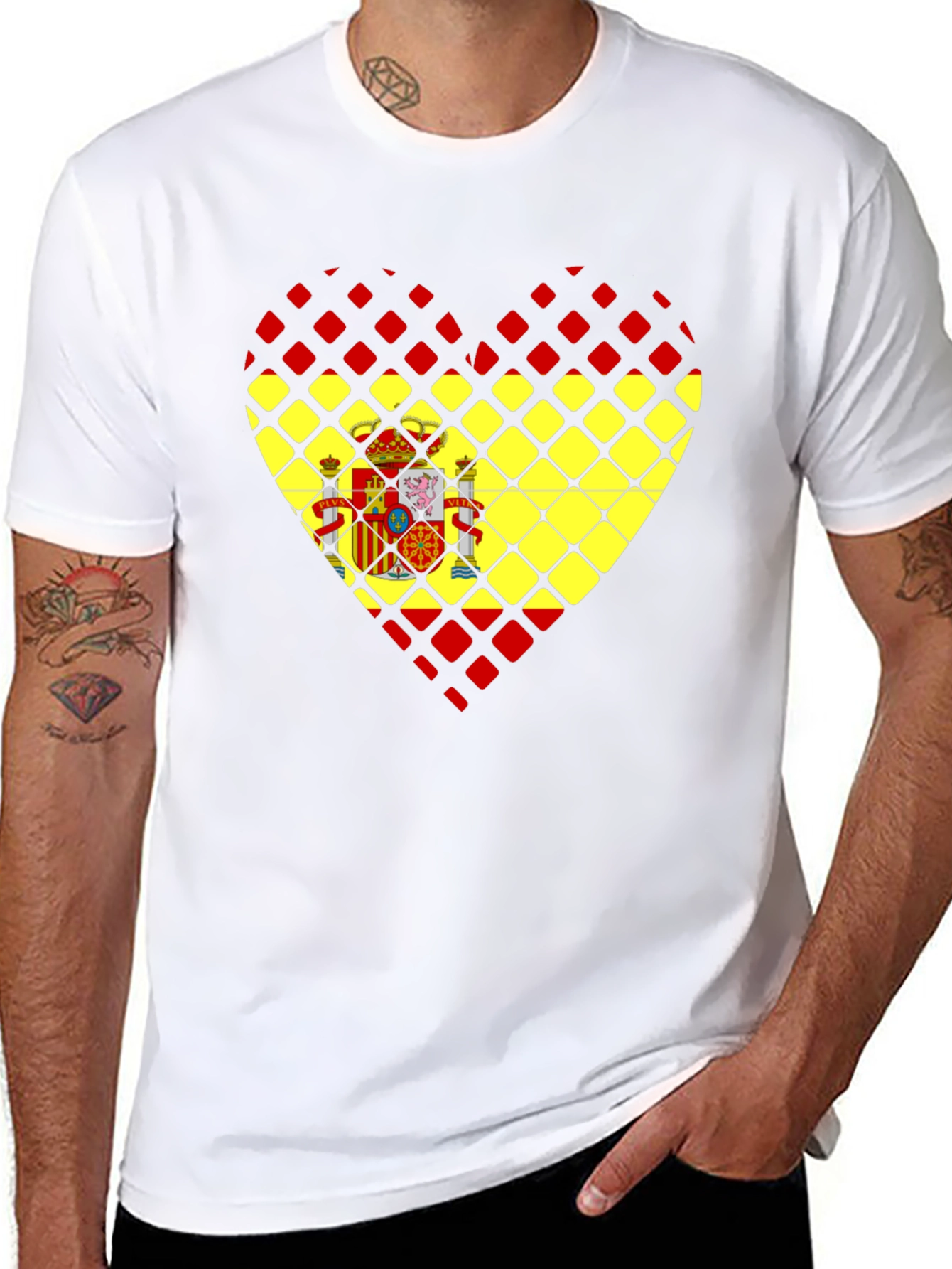 Spanish Flag Heart Graphic T-Shirt