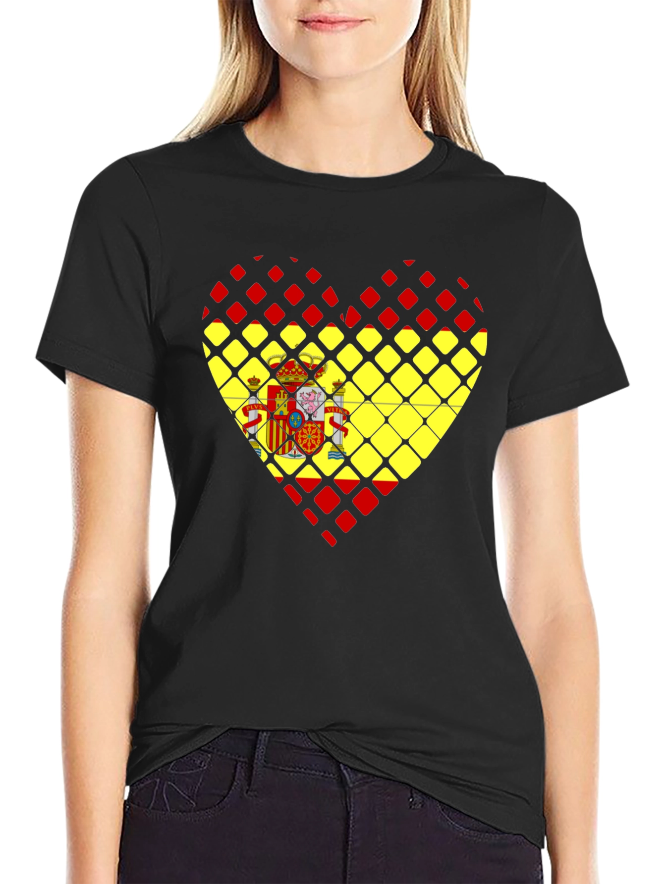 Spanish Flag Heart Graphic T-Shirt