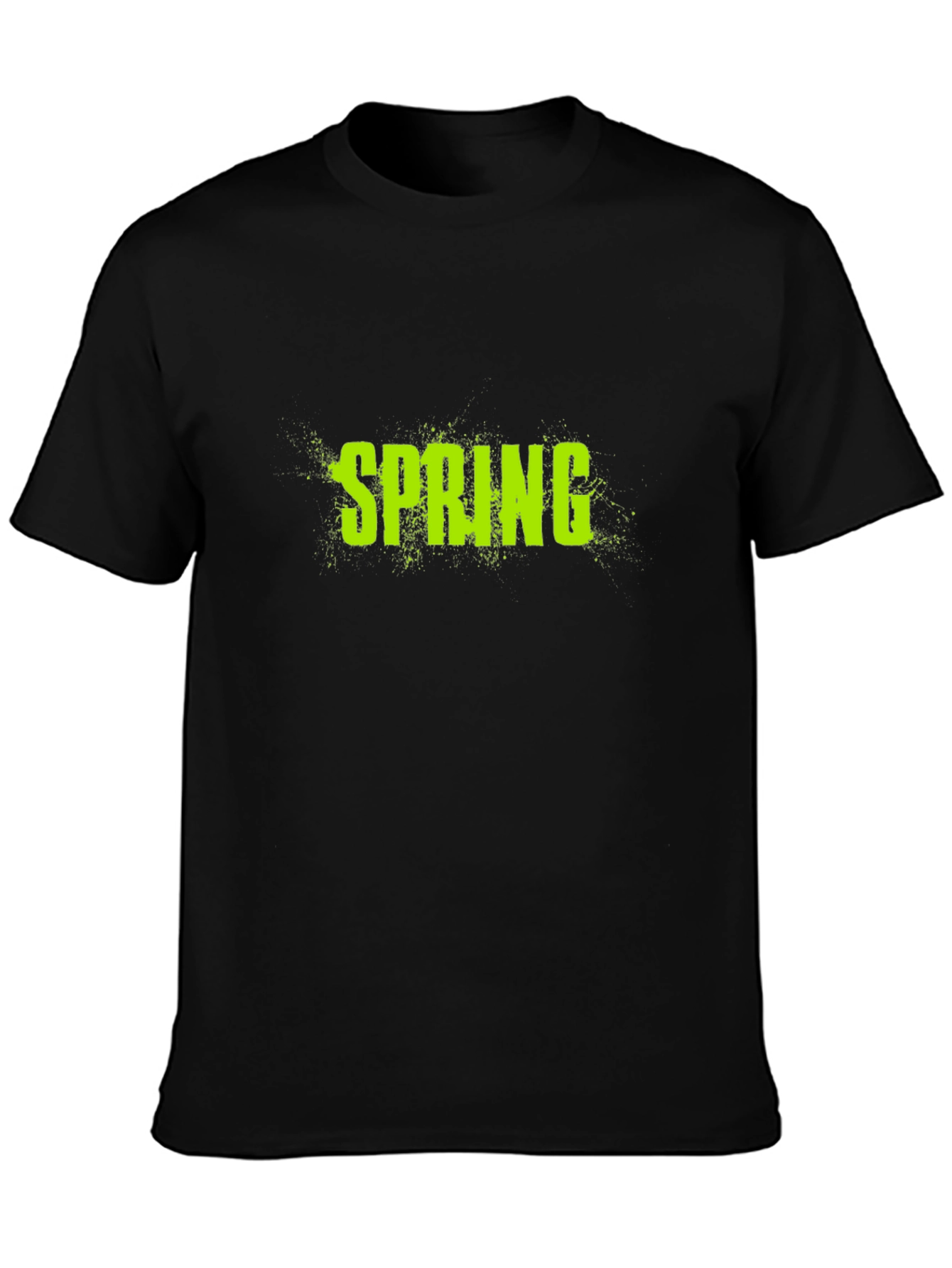 Spring Graphic Tee - Black Cotton Casual T-Shirt