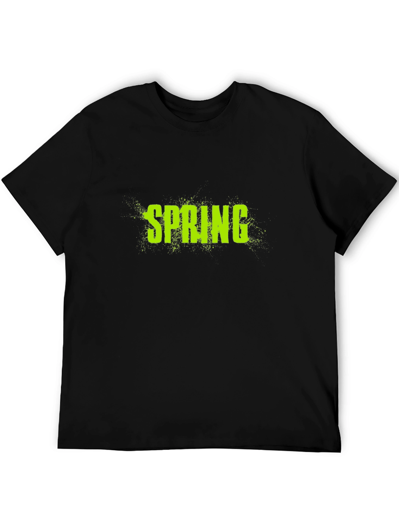 Spring Graphic Tee - Black Cotton Casual T-Shirt