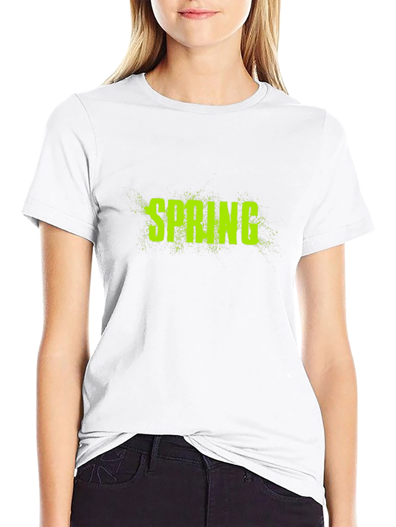 Spring Graphic Tee - Black Cotton Casual T-Shirt