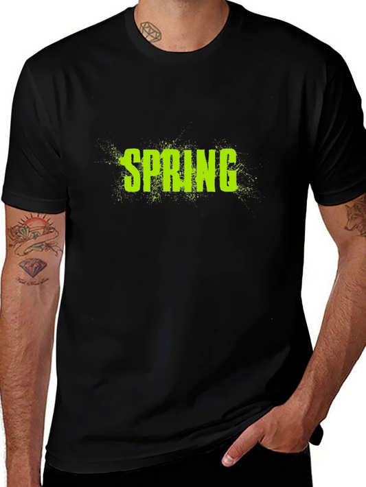 Spring Graphic Tee - Black Cotton Casual T-Shirt