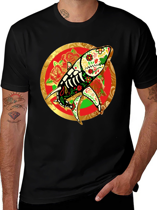 Sugar Skull Shark Graphic Tee - Day of the Dead