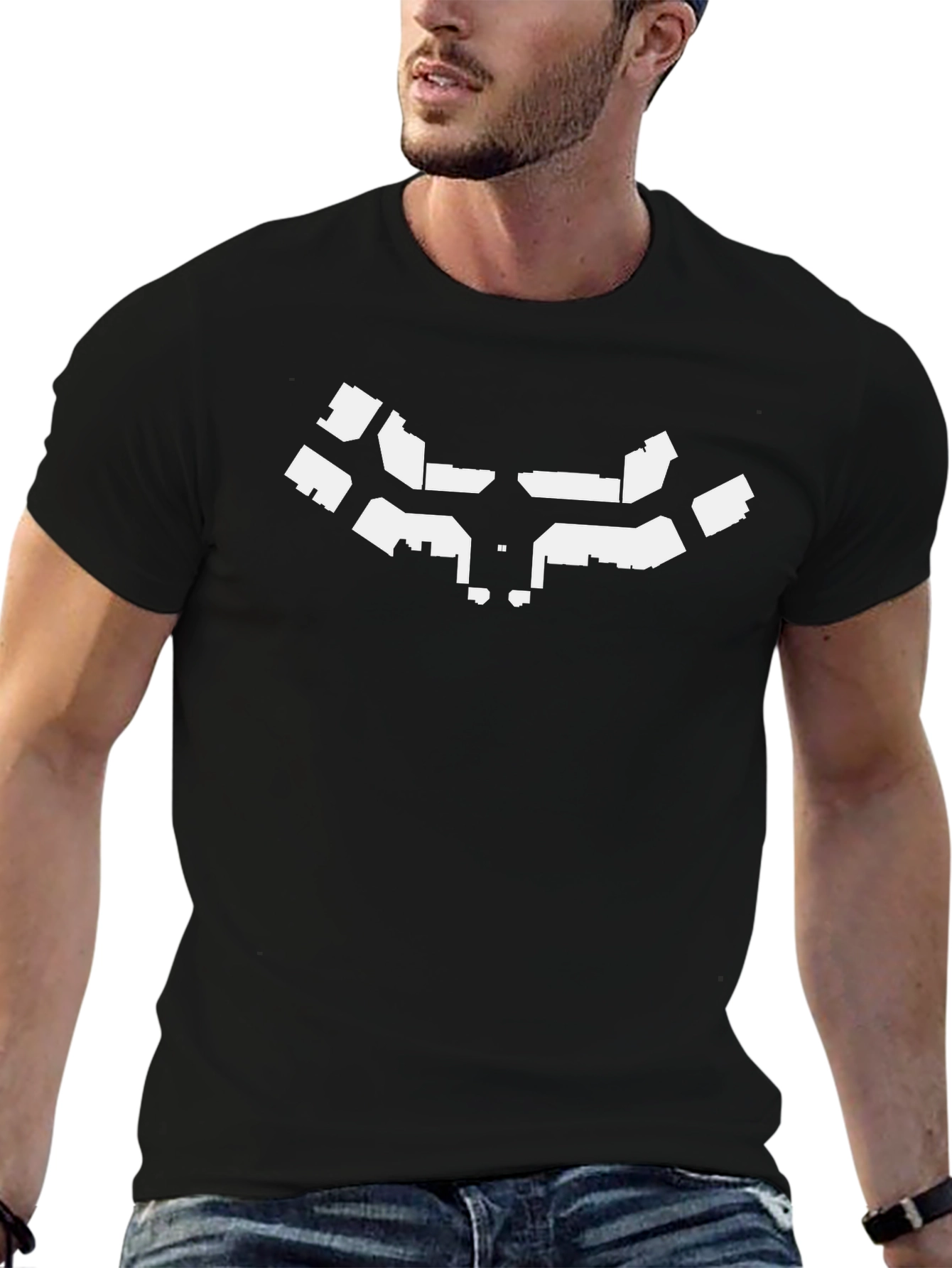 Abstract Geometric Print Black T-Shirt