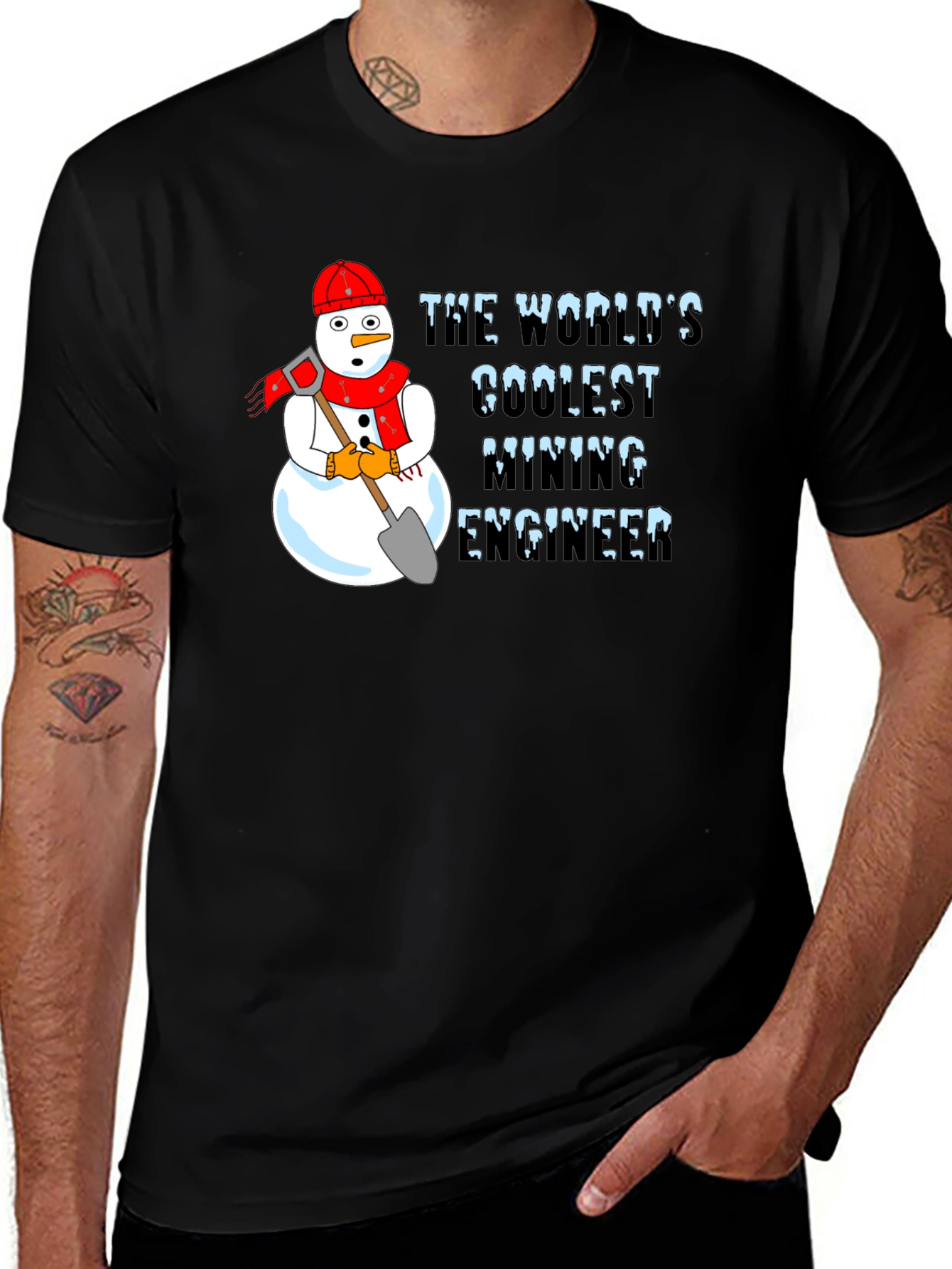 Coolest Mining Engineer Snowman Graphic T-Shirt