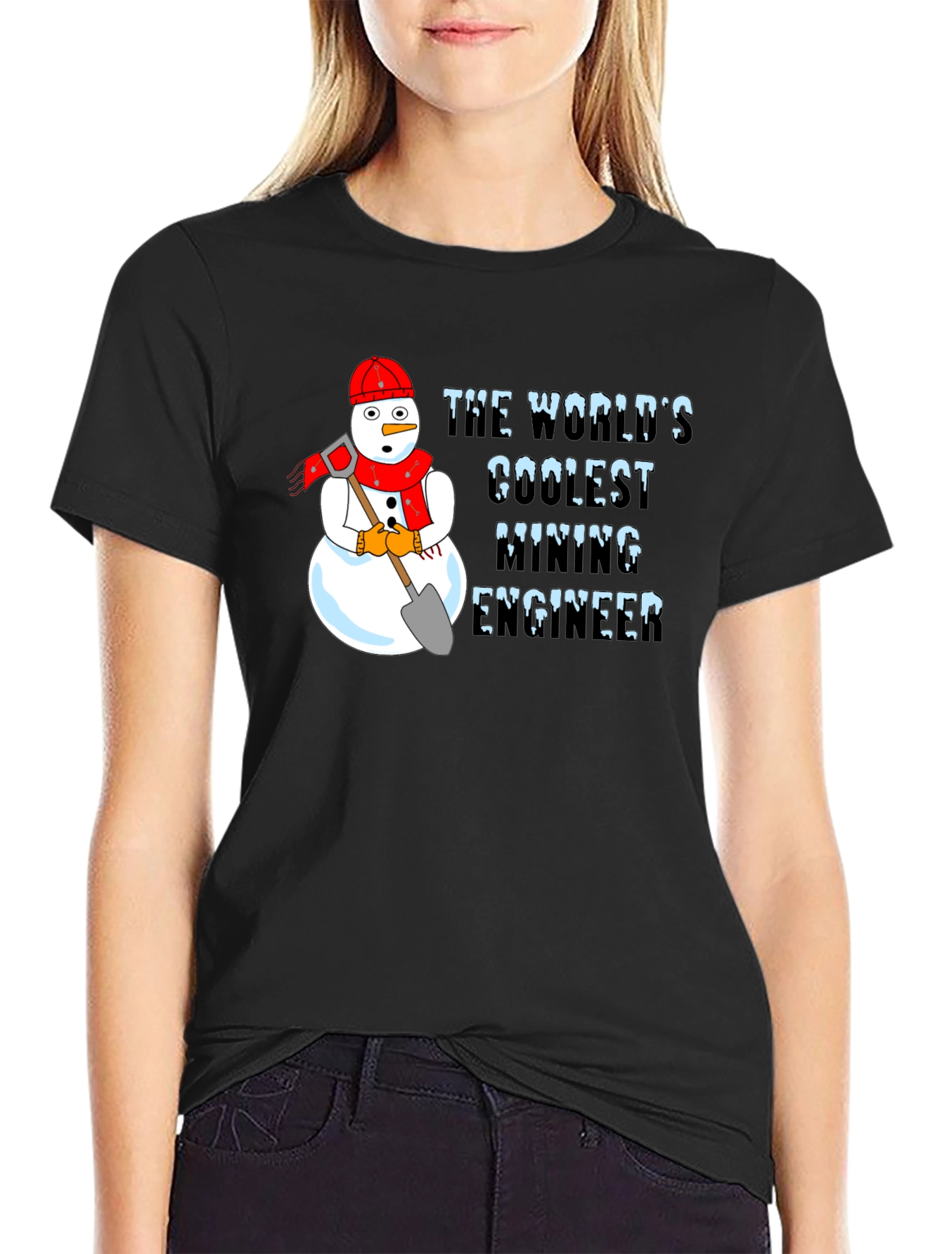 Coolest Mining Engineer Snowman Graphic T-Shirt