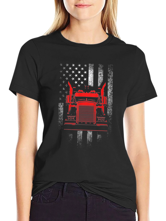 American Flag Trucker T-Shirt - Patriotic Style