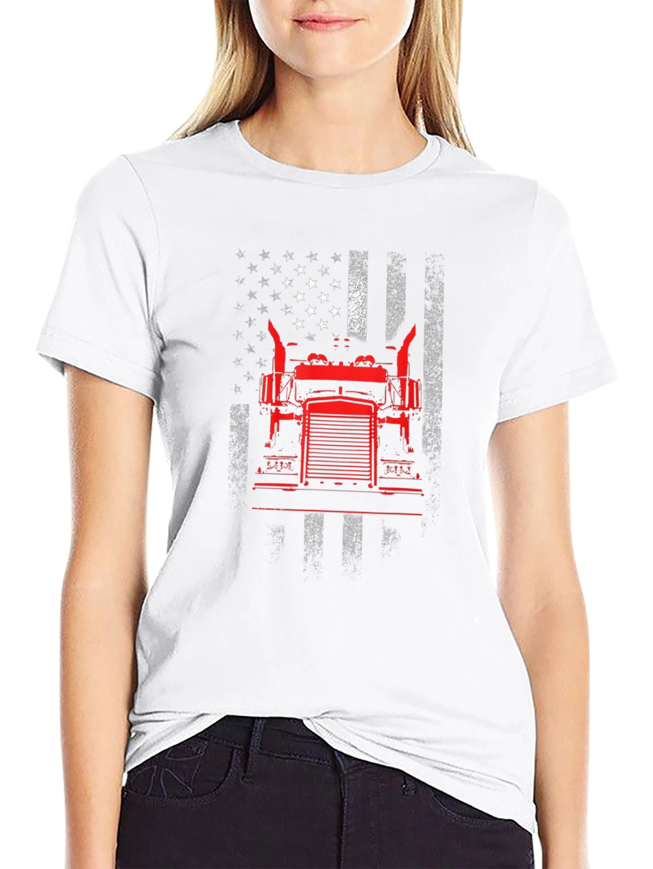 American Flag Trucker T-Shirt - Patriotic Style
