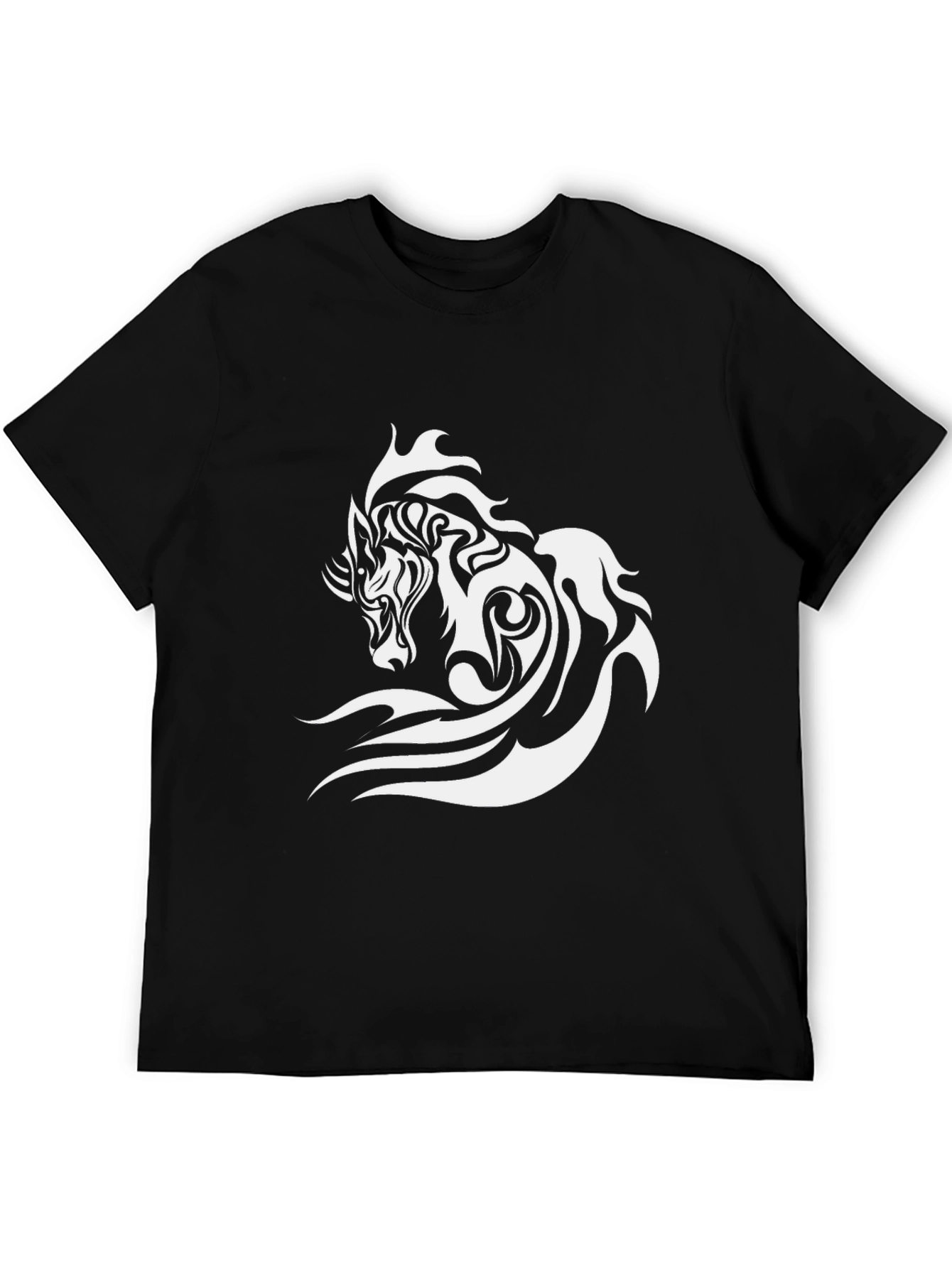 Tribal Horse Graphic T-Shirt - Black