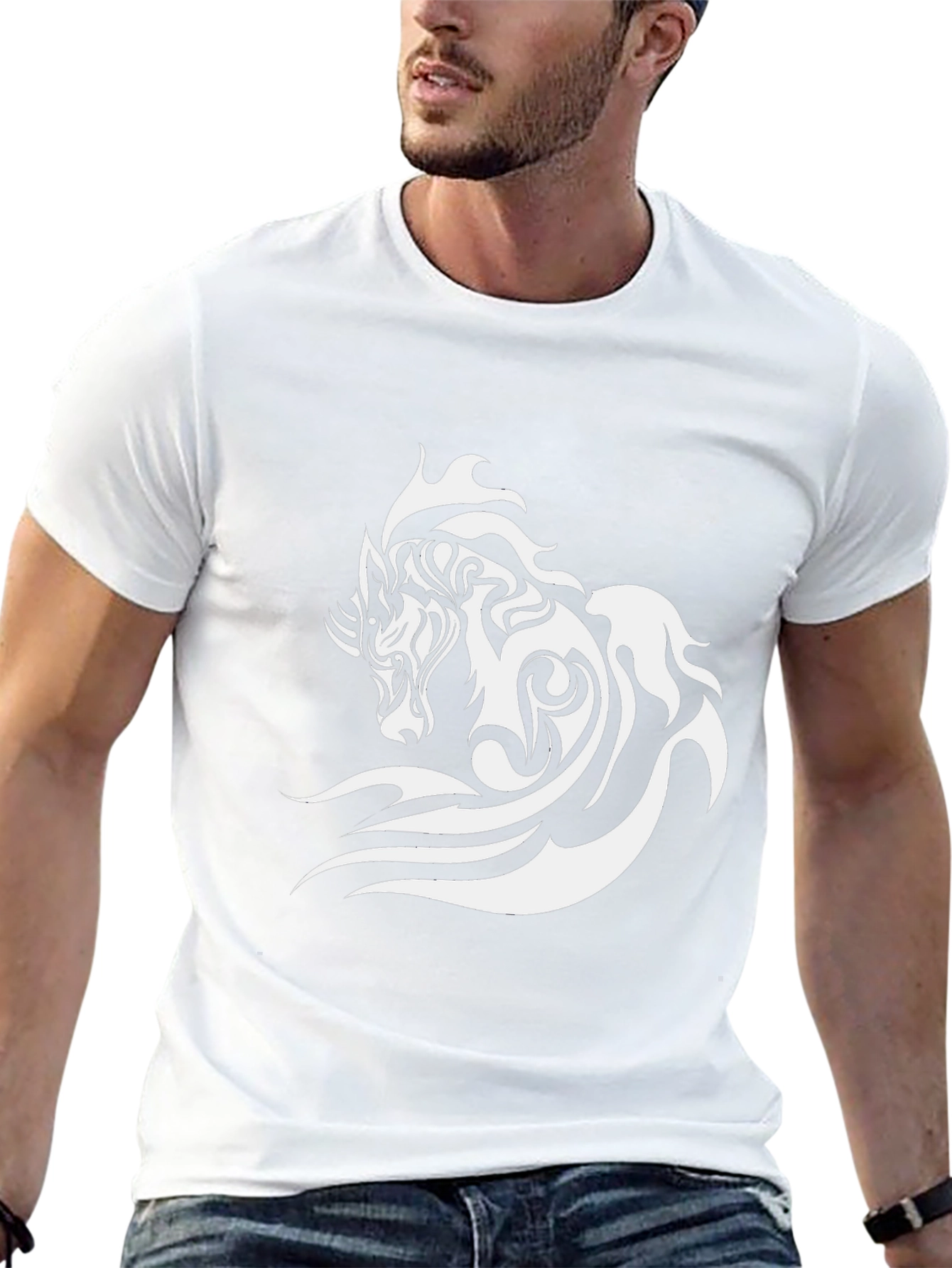 Tribal Horse Graphic T-Shirt - Black