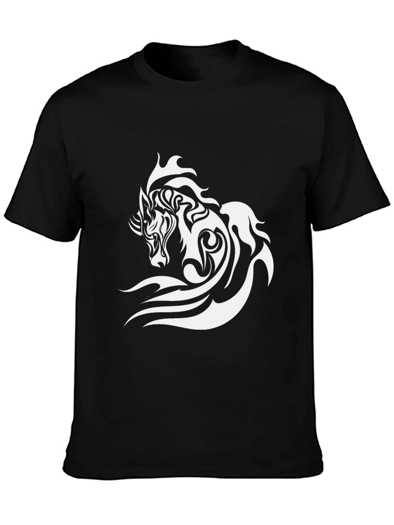 Tribal Horse Graphic T-Shirt - Black