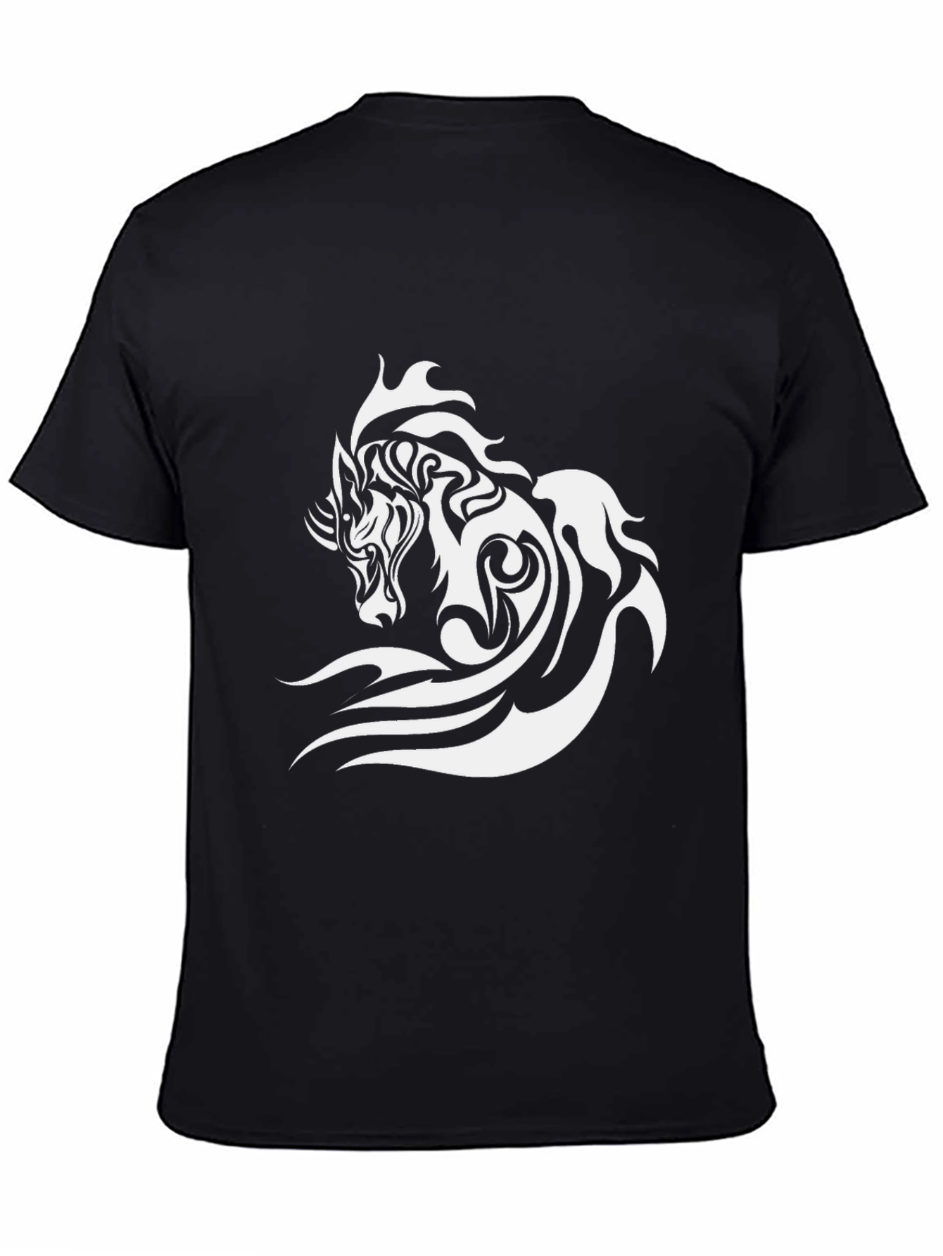 Tribal Horse Graphic T-Shirt - Black