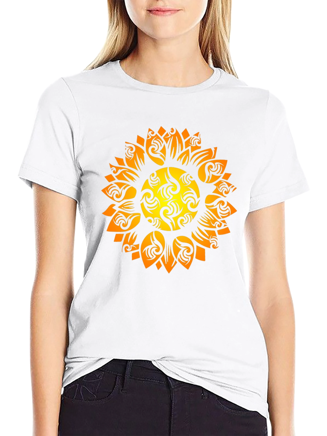 Tribal Sun Graphic Black Tee