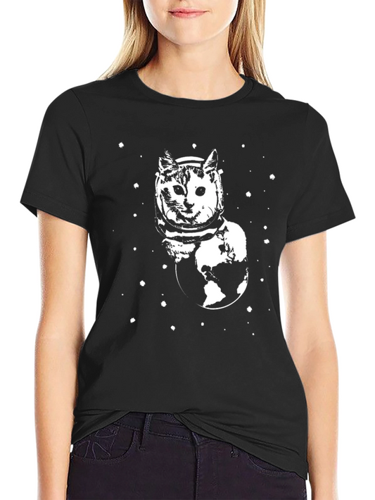 Cosmic Cat T-Shirt - Black Unique Graphic Tee