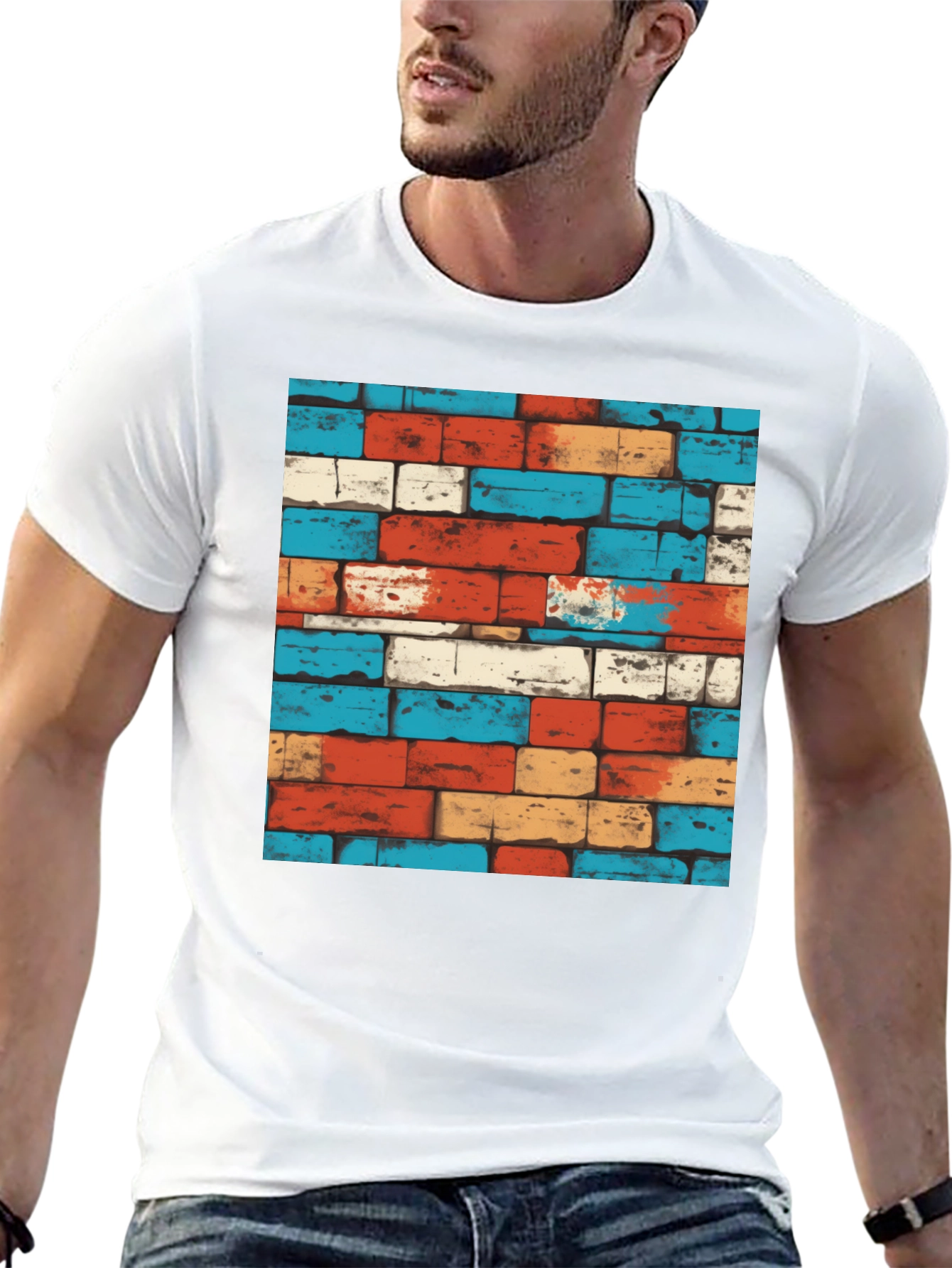 Cool Brick Wall Pattern Graphic Tee