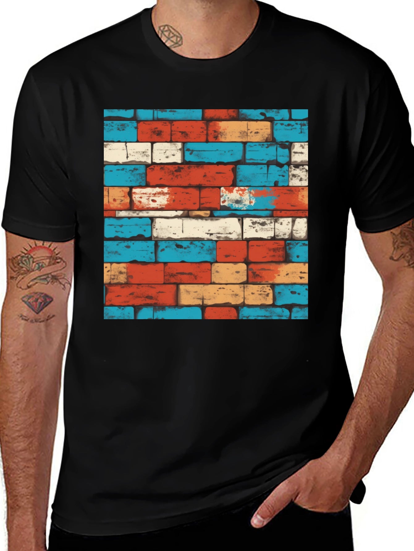Cool Brick Wall Pattern Graphic Tee