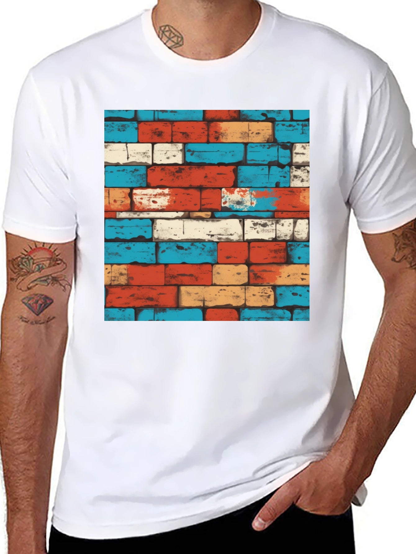 Cool Brick Wall Pattern Graphic Tee