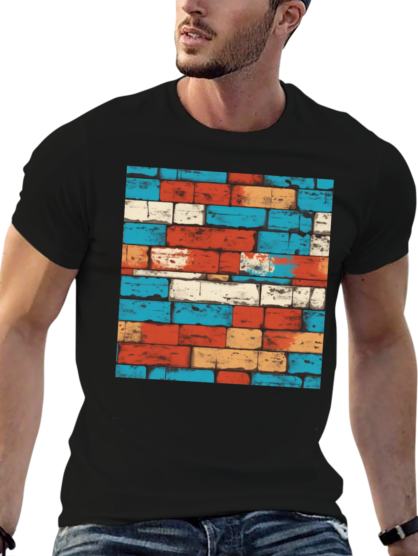 Cool Brick Wall Pattern Graphic Tee