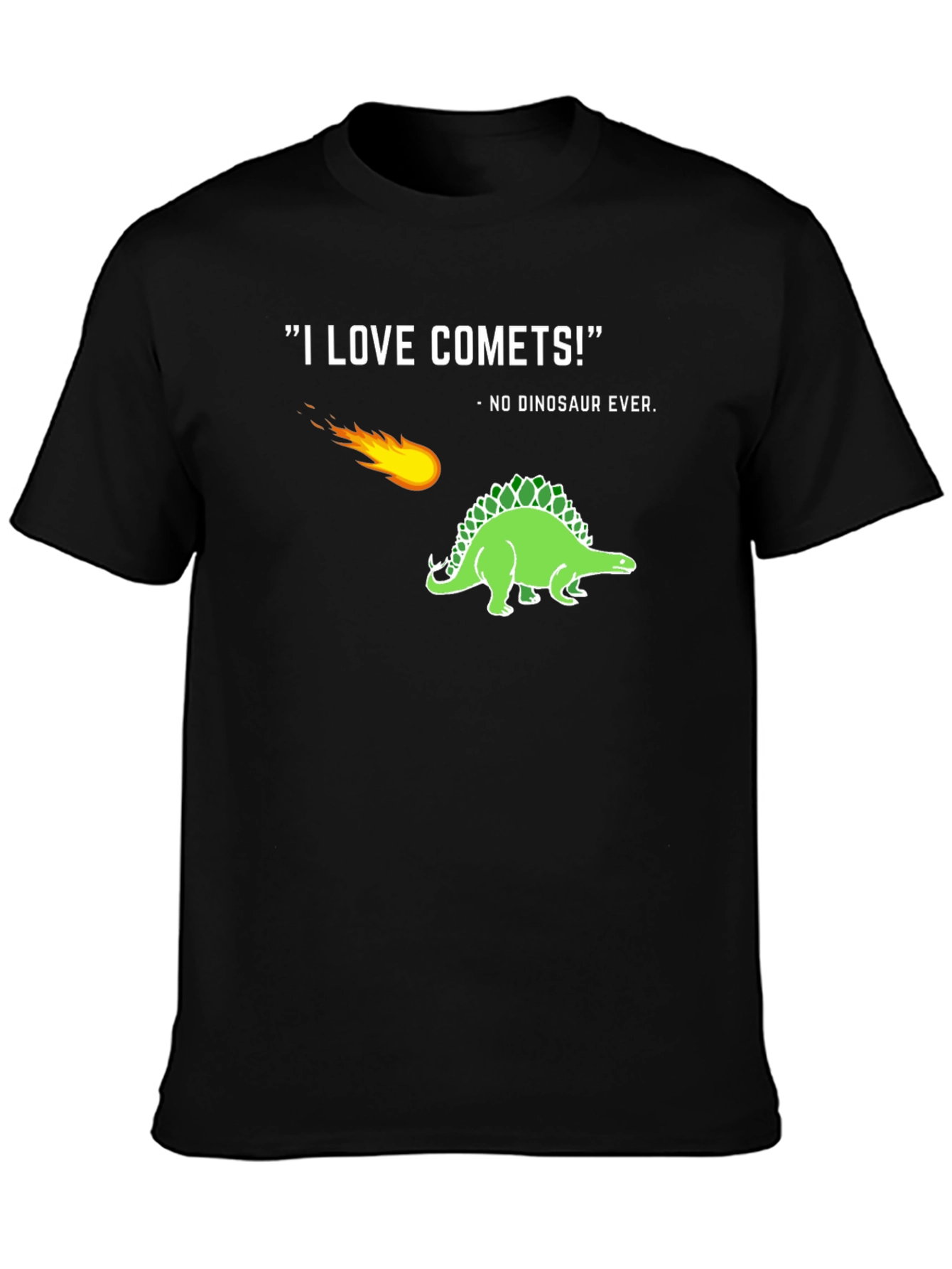 Comets Funny Dinosaur T-Shirt - Black Tee
