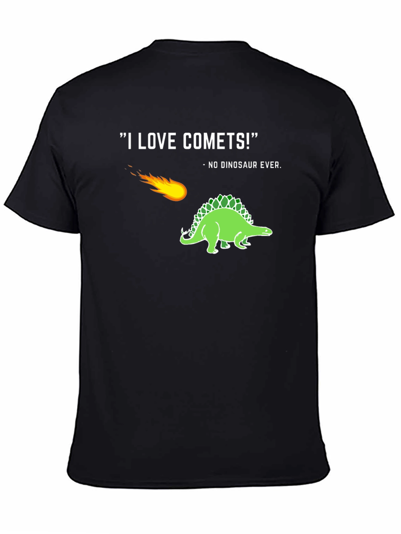 Comets Funny Dinosaur T-Shirt - Black Tee