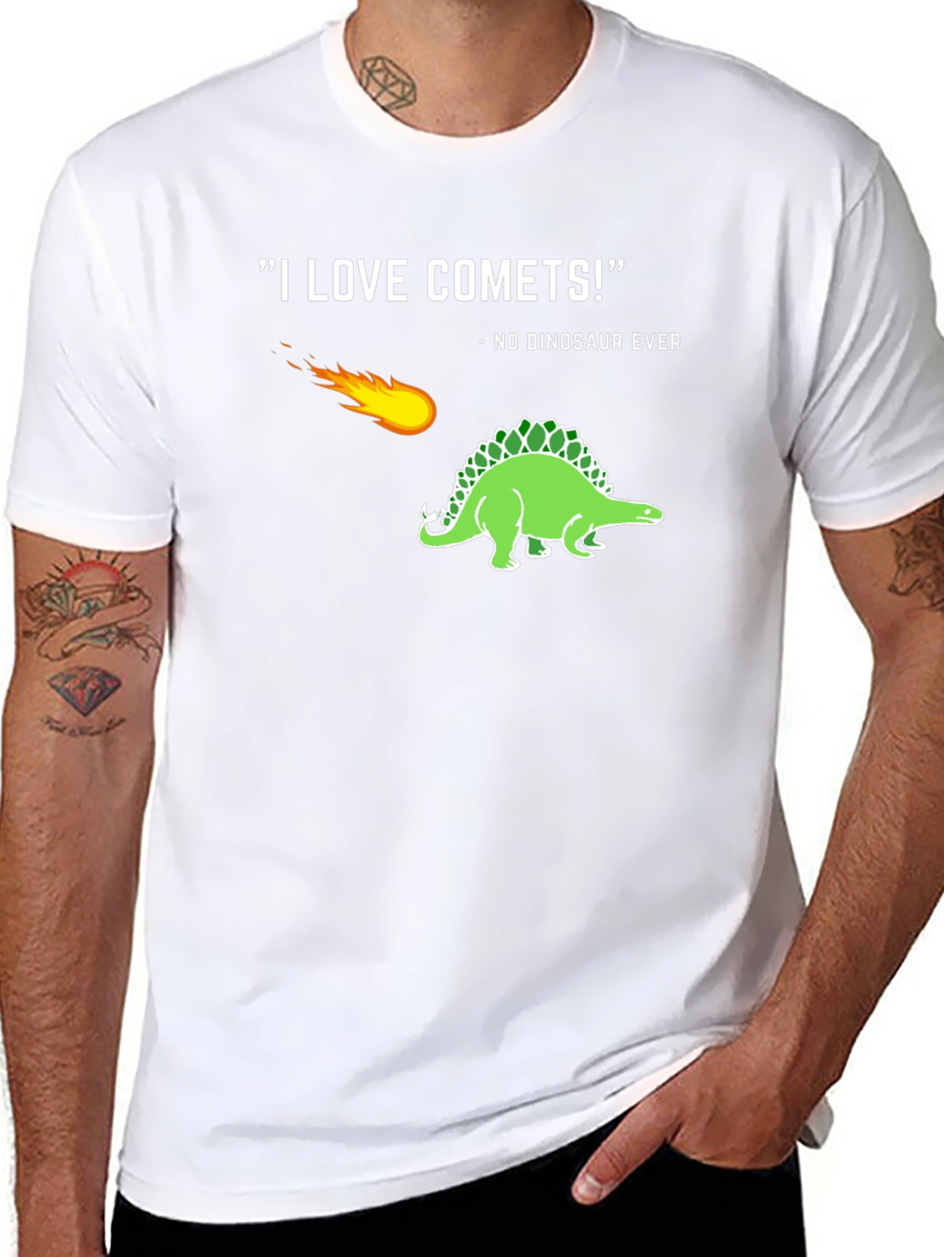 Comets Funny Dinosaur T-Shirt - Black Tee
