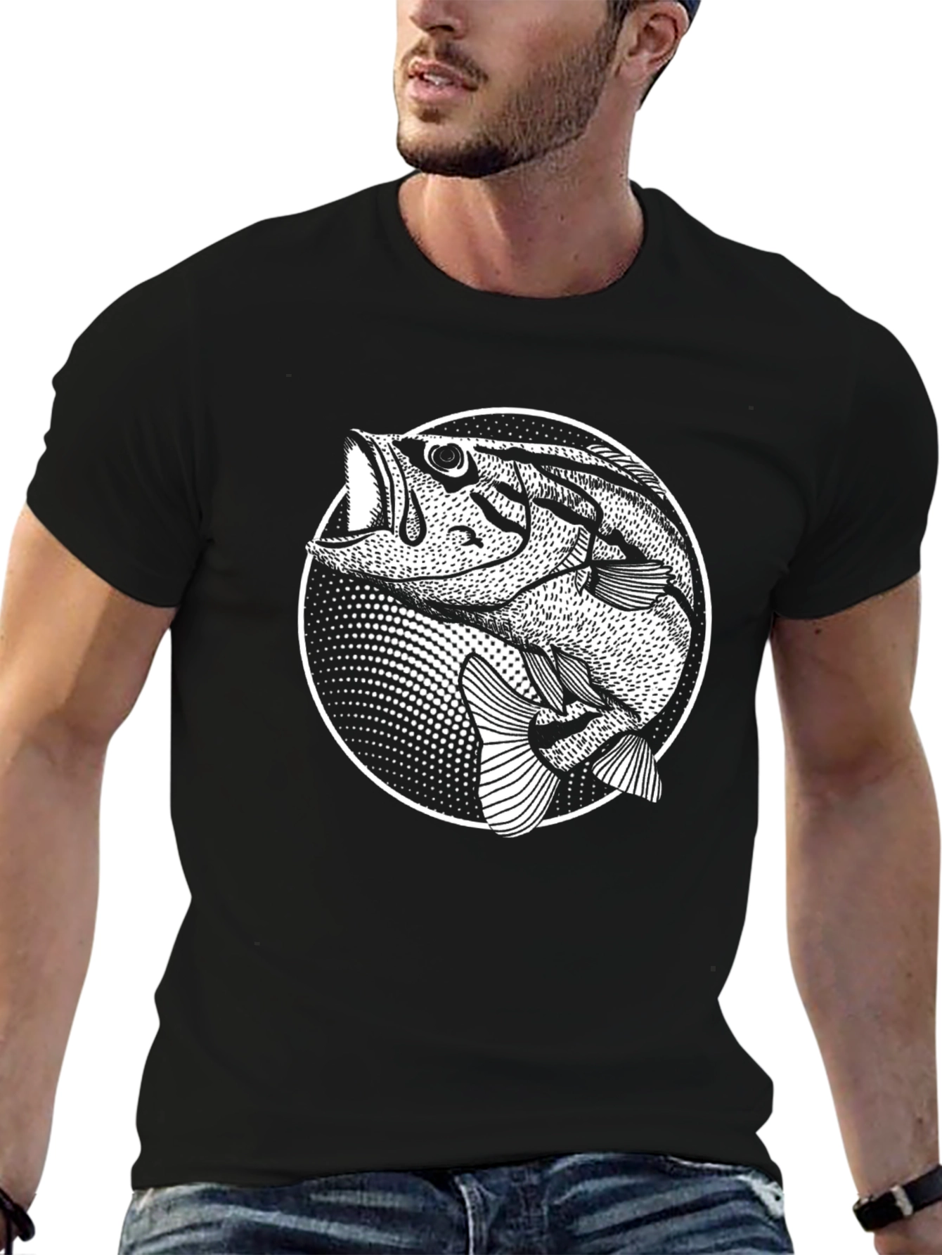 Bass Fish Graphic Tee - Mens Black T-Shirt
