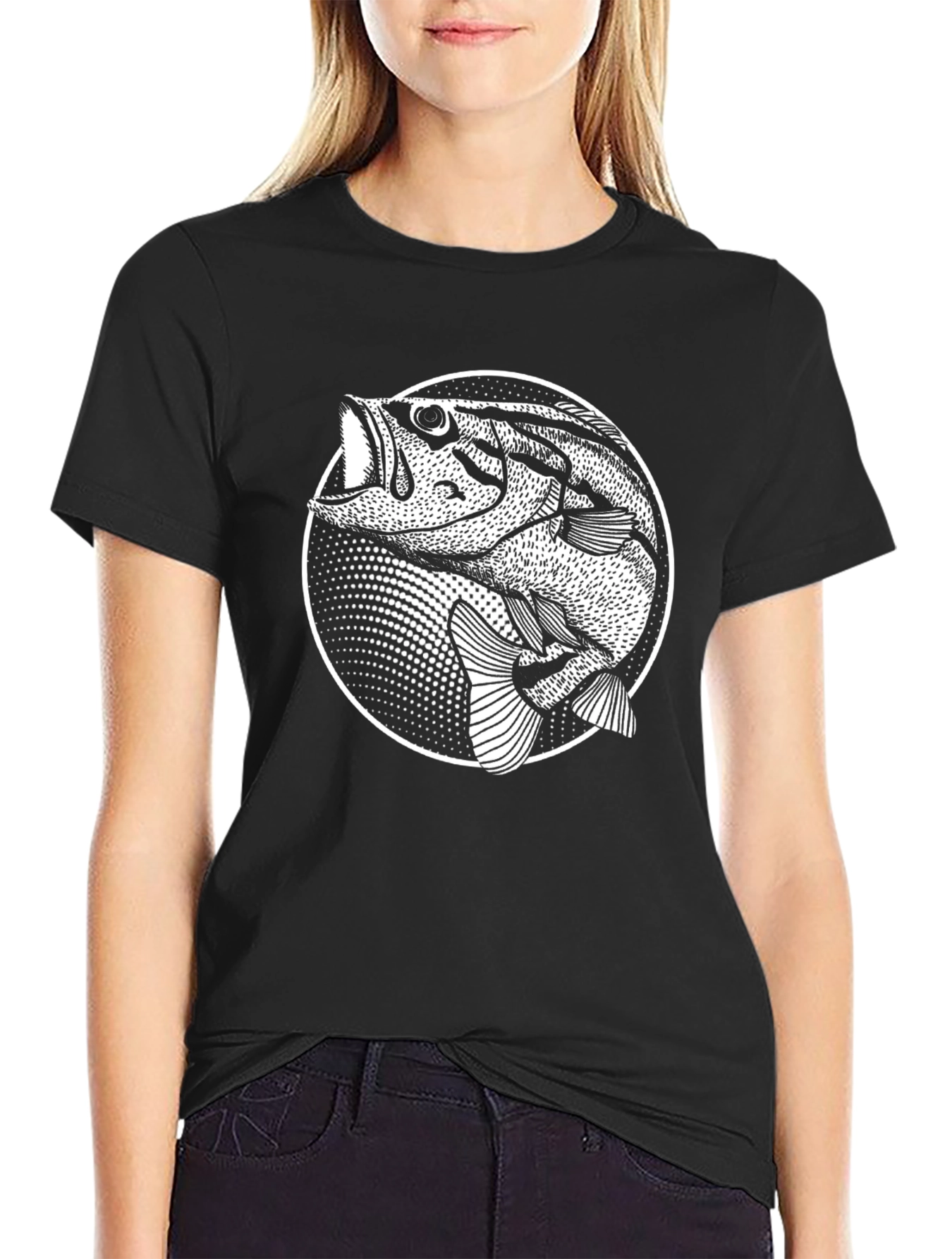 Bass Fish Graphic Tee - Mens Black T-Shirt
