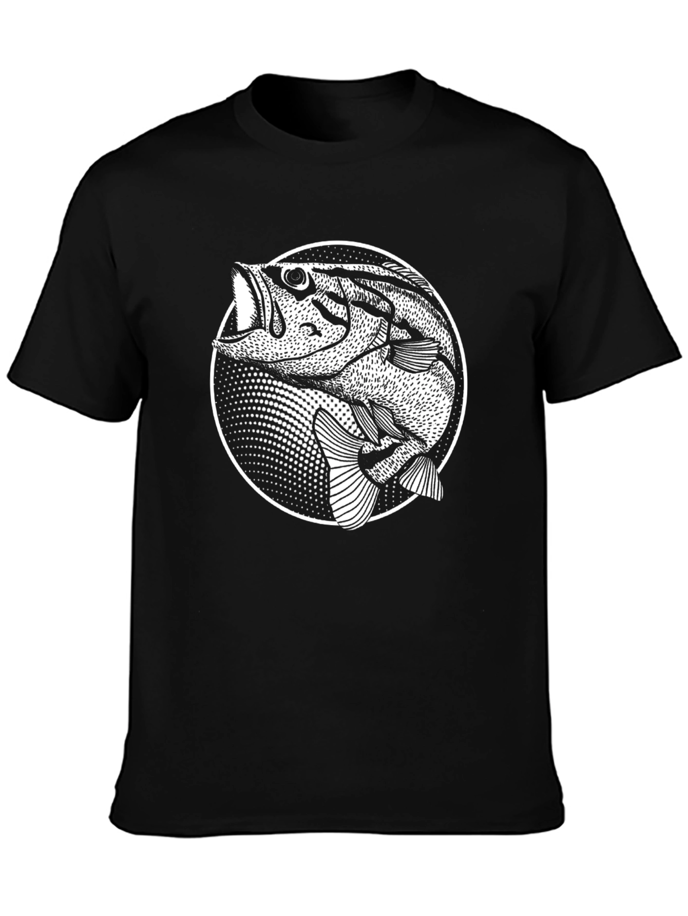 Bass Fish Graphic Tee - Mens Black T-Shirt