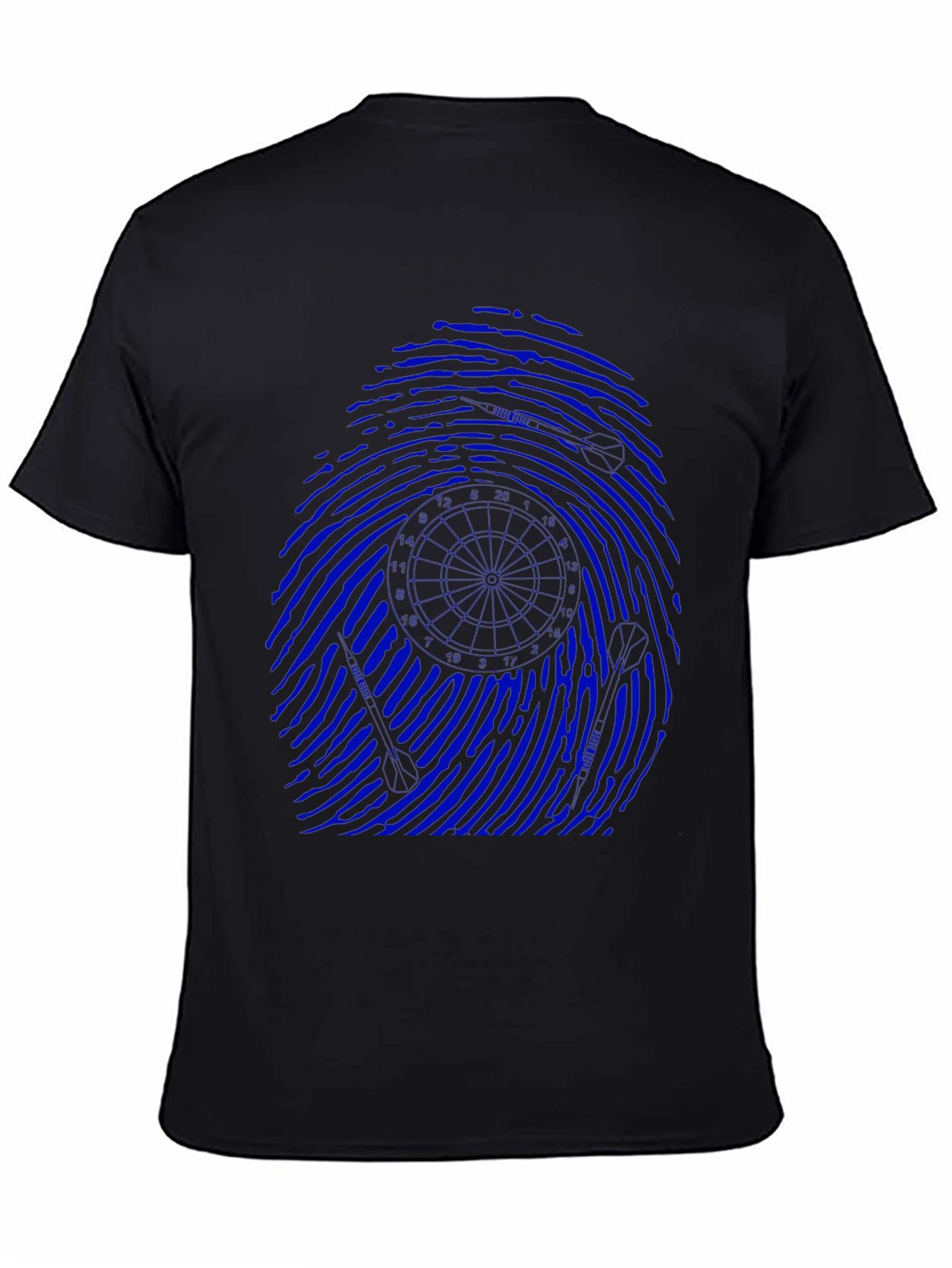 Blue Fingerprint Graphic Black T-Shirt