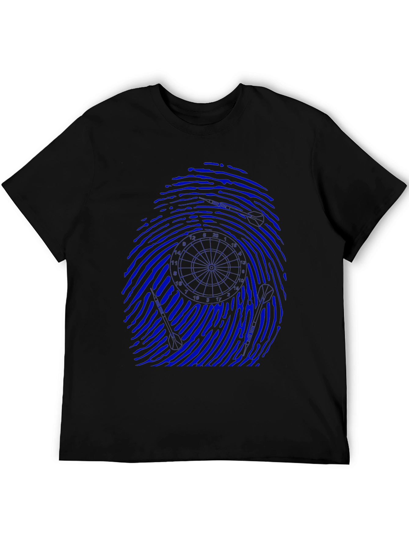 Blue Fingerprint Graphic Black T-Shirt