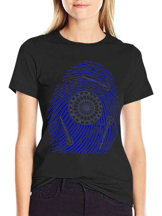 Blue Fingerprint Graphic Black T-Shirt