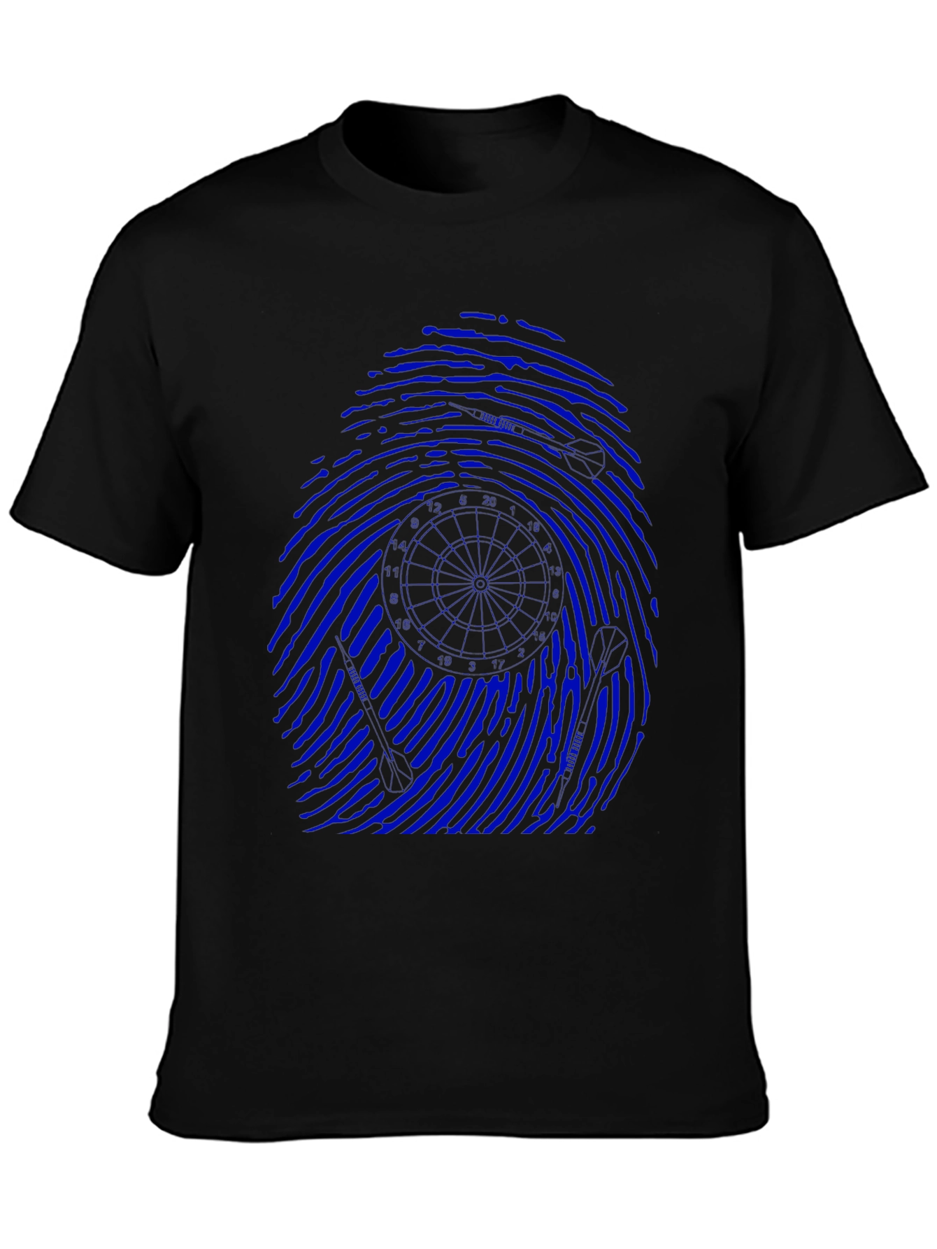 Blue Fingerprint Graphic Black T-Shirt
